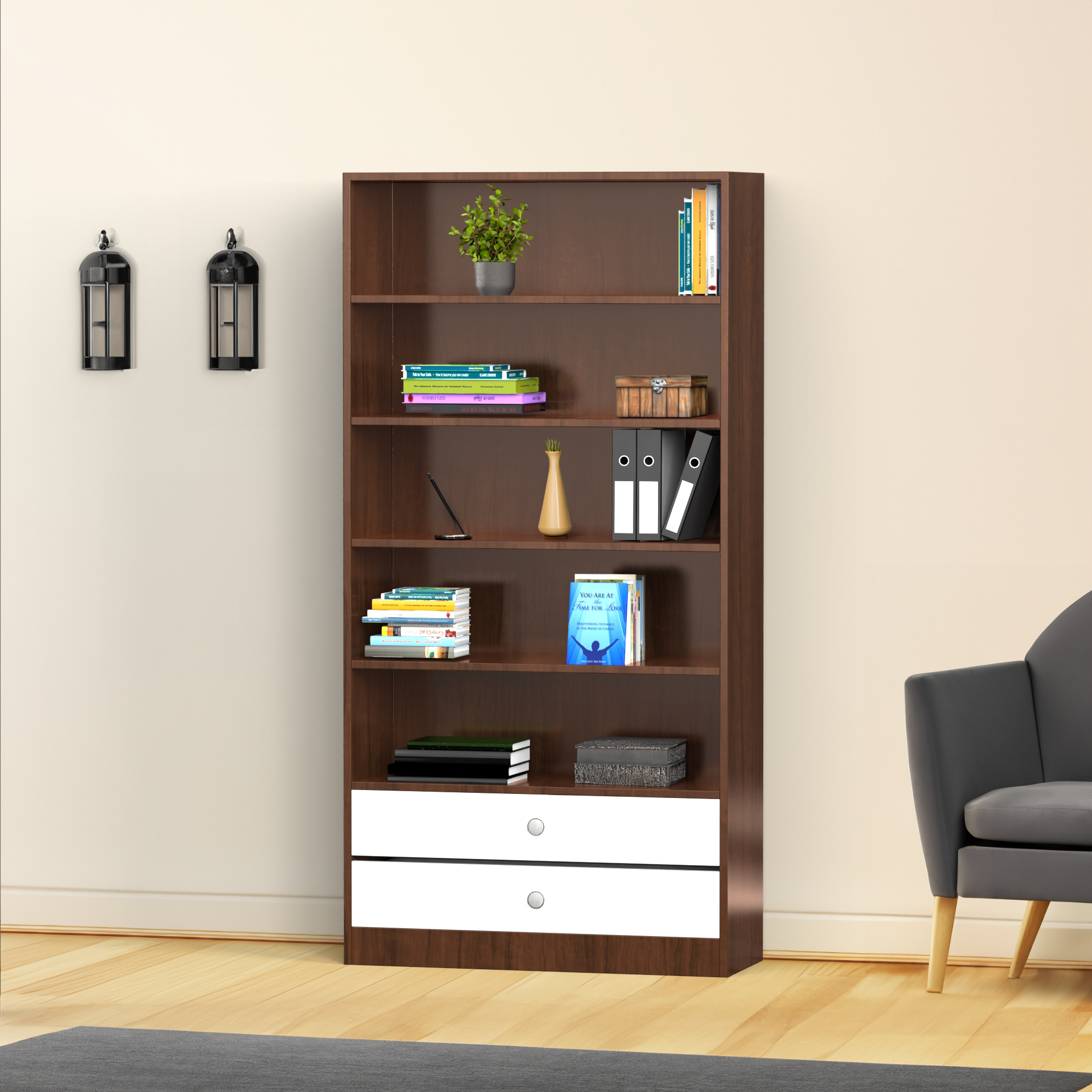 Clark Display Unit - Brazilian walnut and Frosty white - Neehv Home