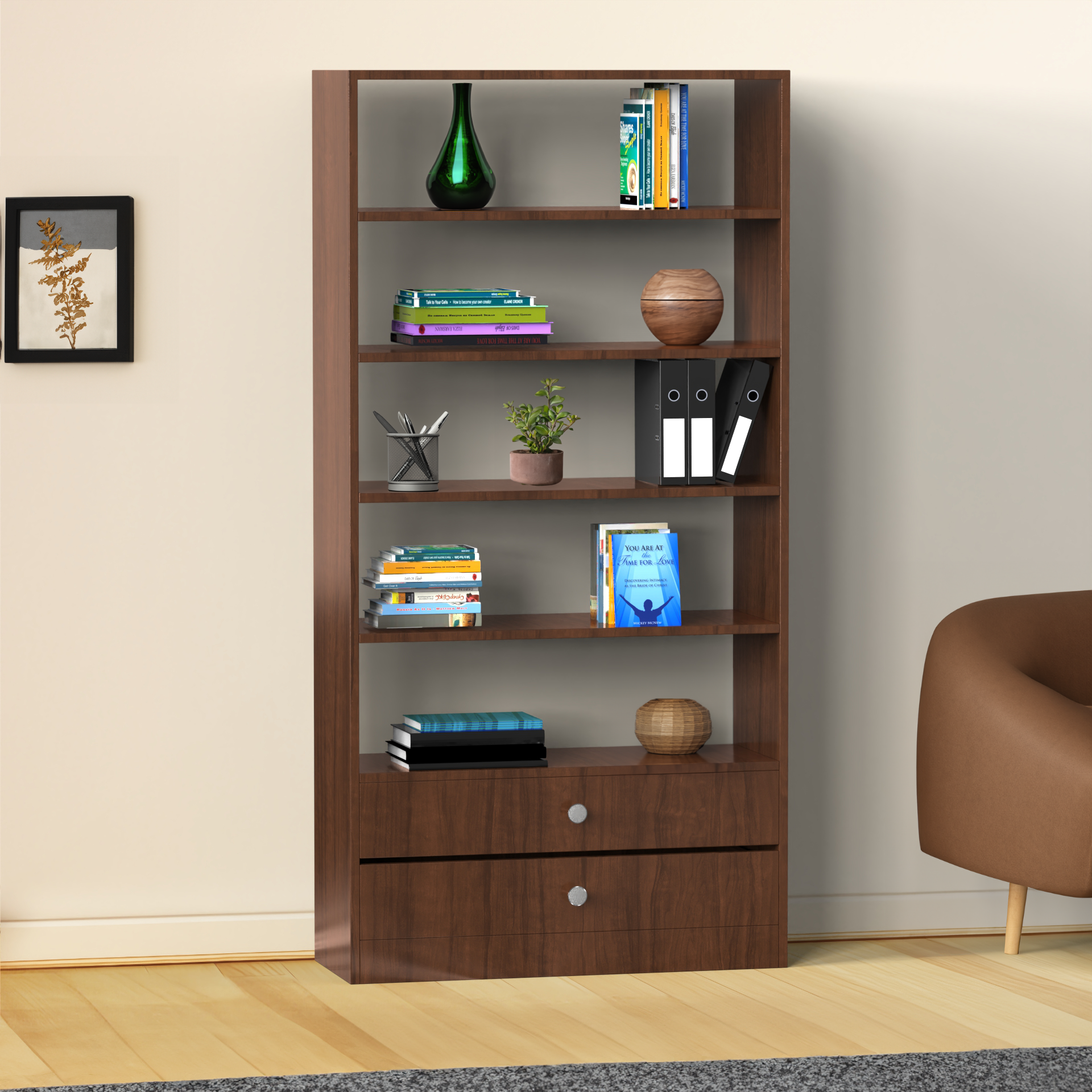 Terrence Wooden Bookshelf - Brazilian walnut - Neehv Home