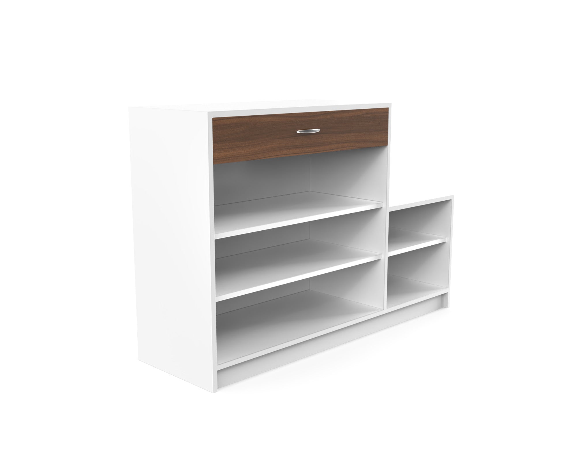 Vita Wooden Shoe Rack with Drawer - Frosty white and Classic Walnut - Neehv Home