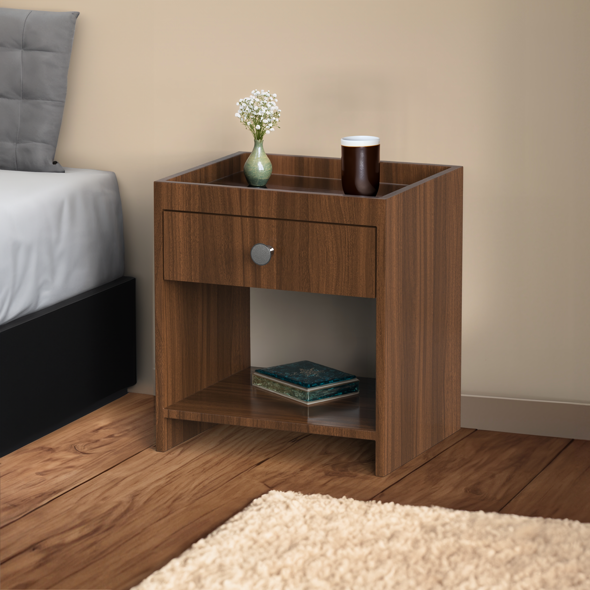 Aiden Side Table with Drawer  - Classic Walnut - Neehv Home