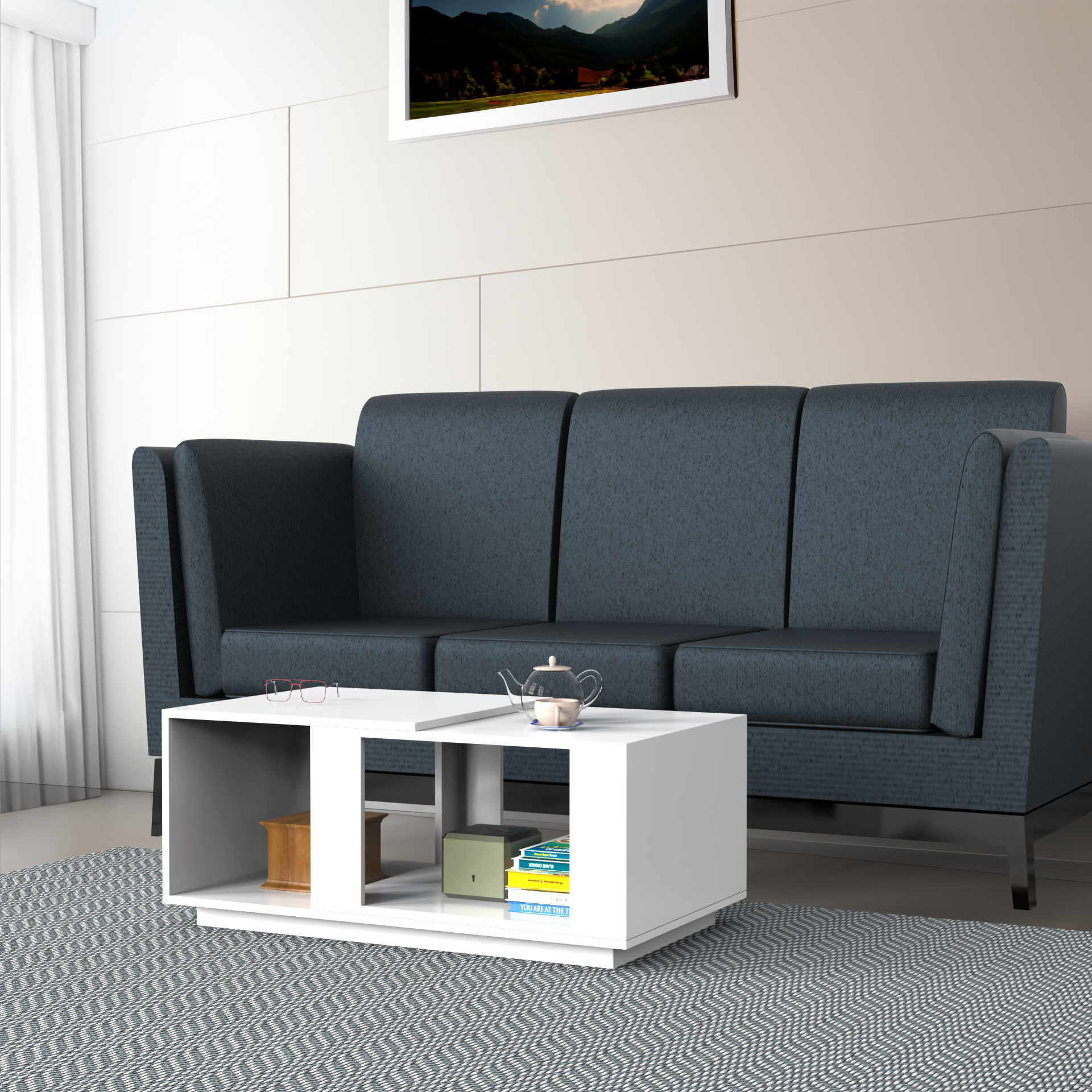 Iris Coffee Table with Open Storage - Frosty White - Neehv Home