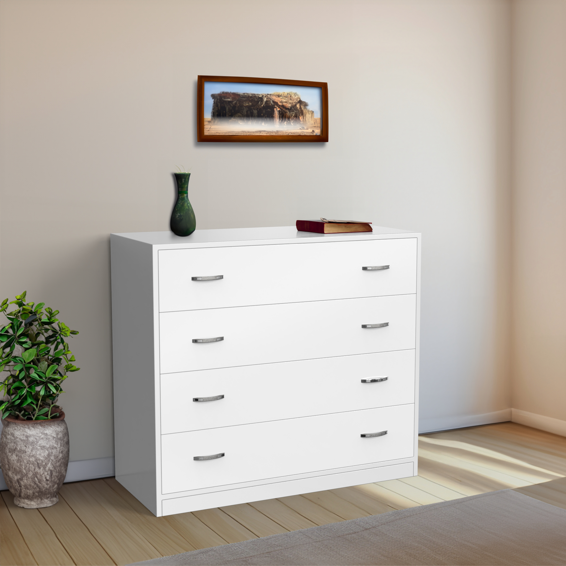 Bliss Chest with 4 Drawers (3') - Frosty White - Neehv Home