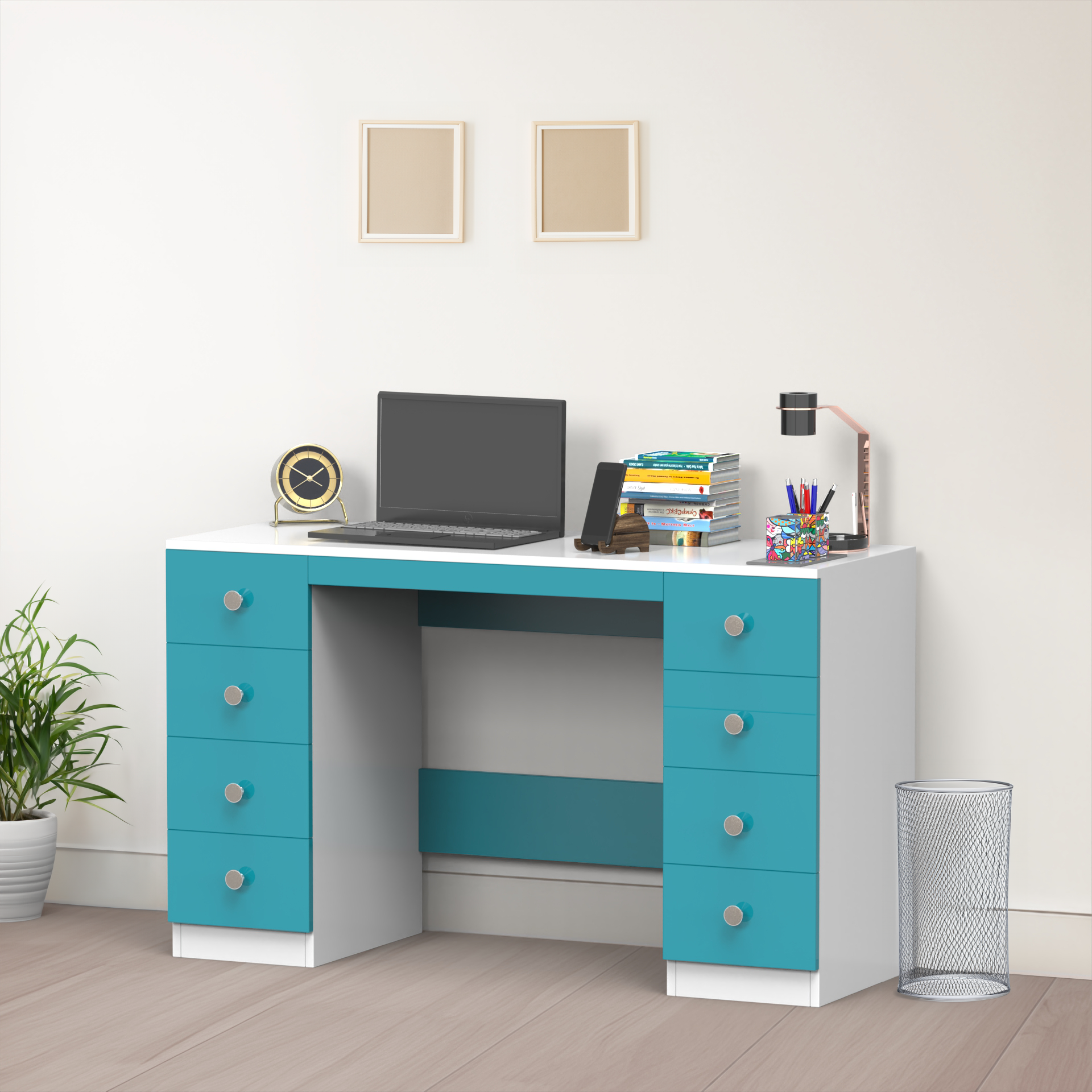 Anderson Study Table - Caribe and Frosty White - Neehv Home