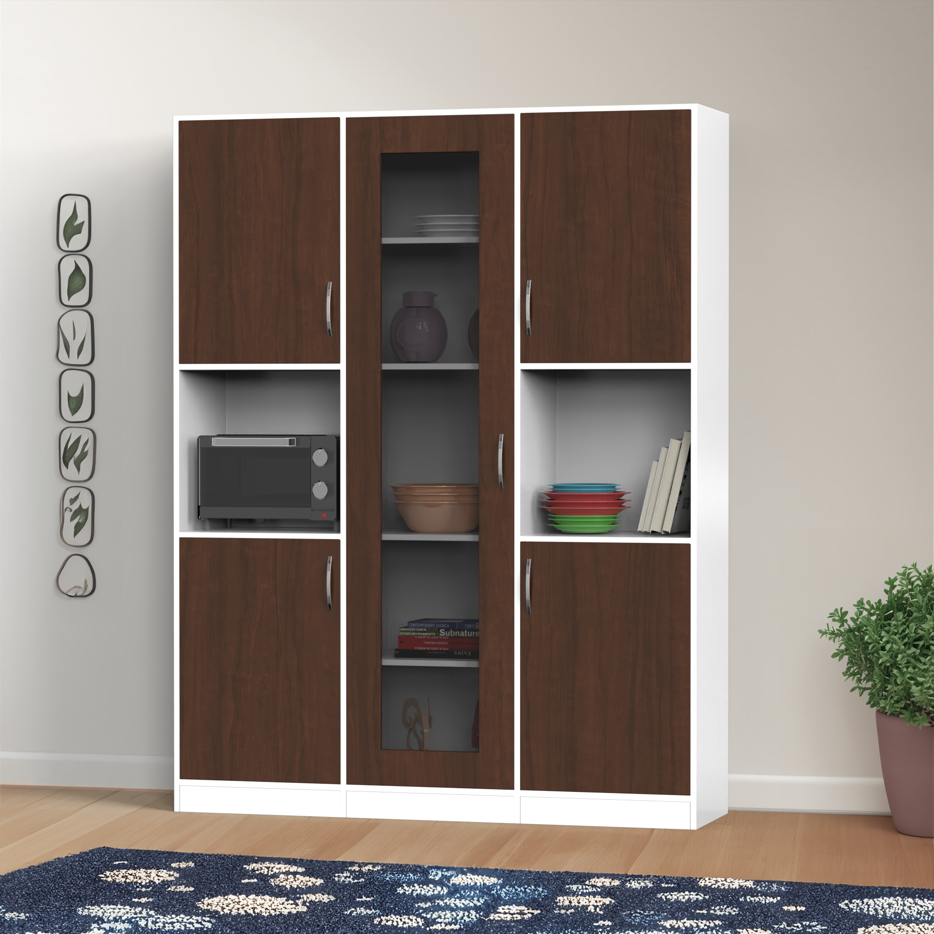 Claire Crockery Cabinet - Brazilian walnut and Frosty white - Neehv Home