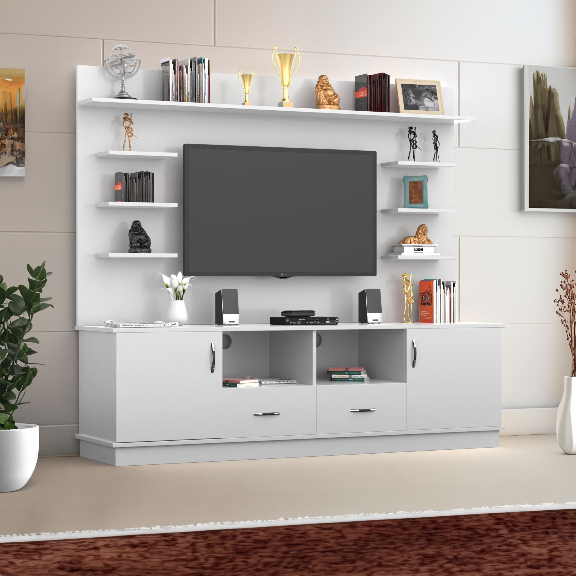 Brilliance TV Unit - Frosty White - Neehv Home