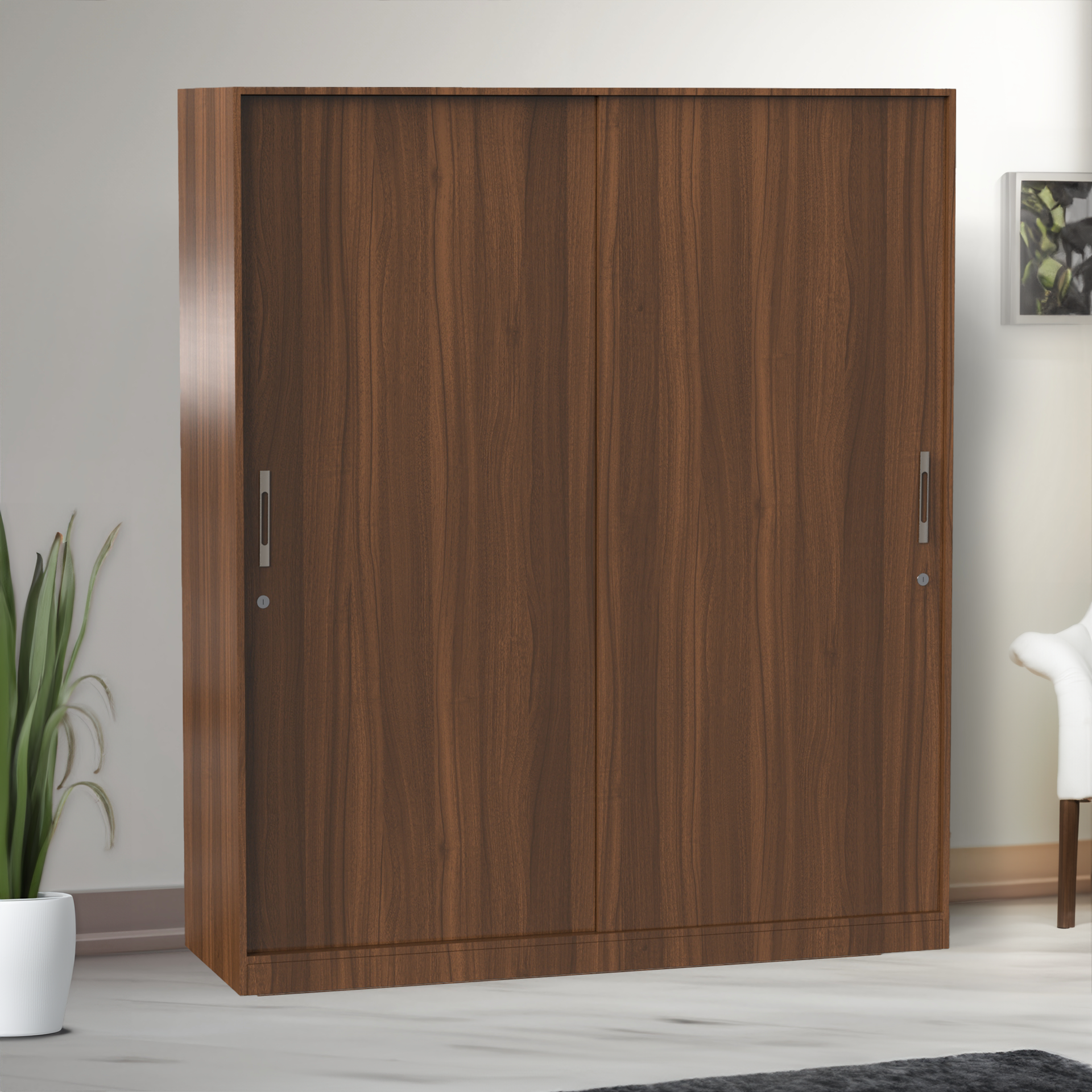 Santorini Sliding Door Wardrobe - Classic Walnut - Neehv Home