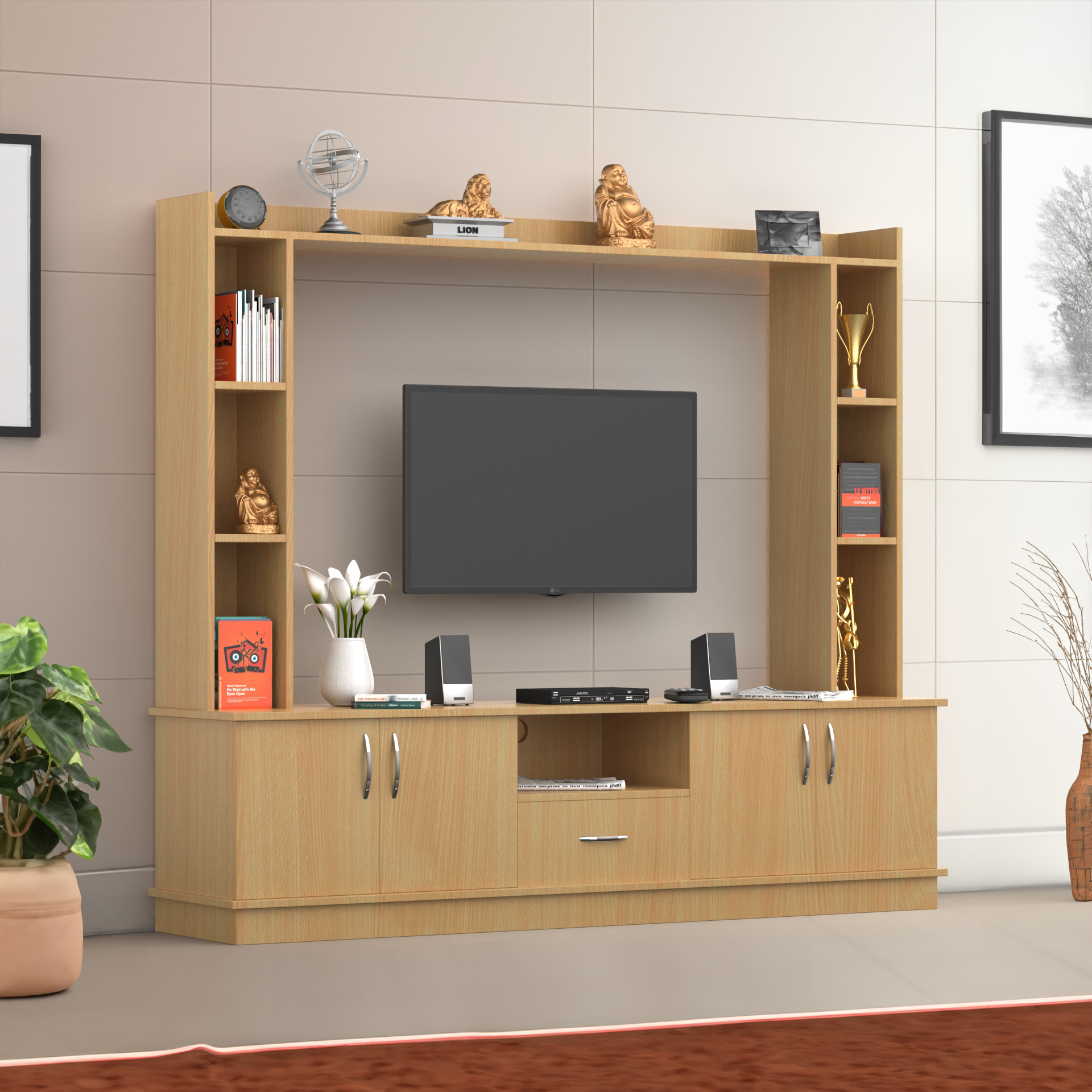 Aurora Modern TV Unit for Hall - Bavarian Beech - Neehv Home