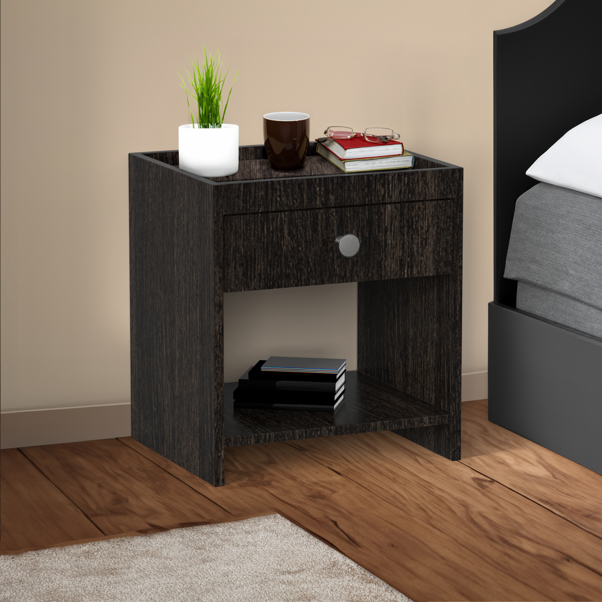 Aiden Side Table with Drawer  - Wenge - Neehv Home