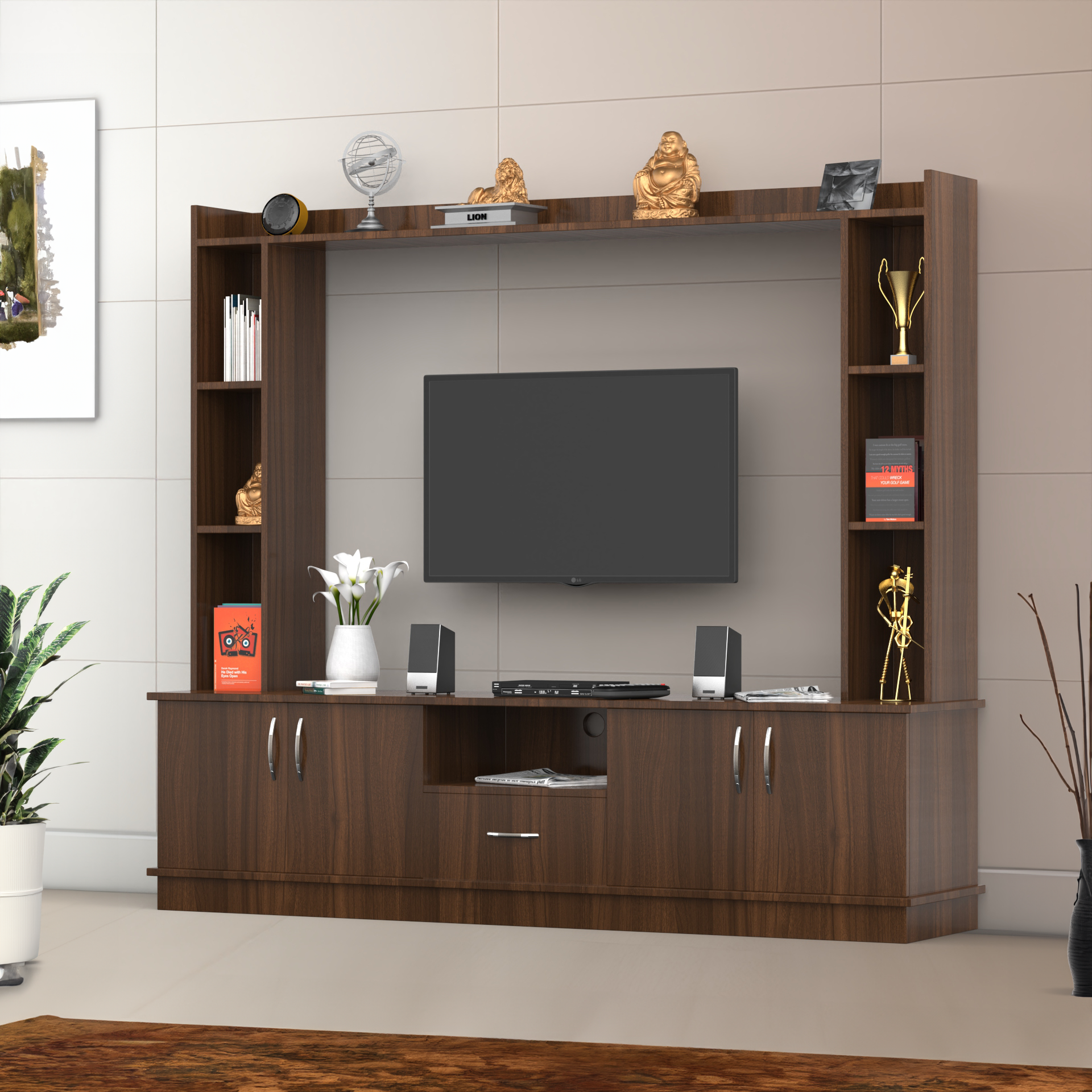 Aurora Modern TV Unit for Hall - Classic Walnut - Neehv Home