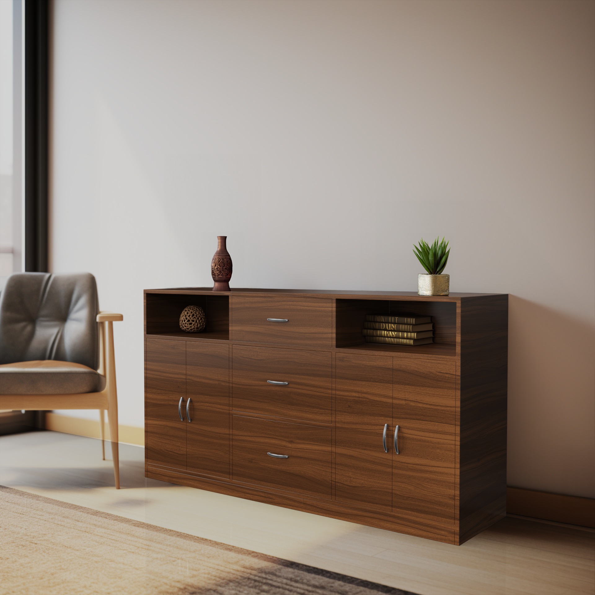 Astoria Sideboard Cabinet with Drawers - Classic Walnut - Neehv Home