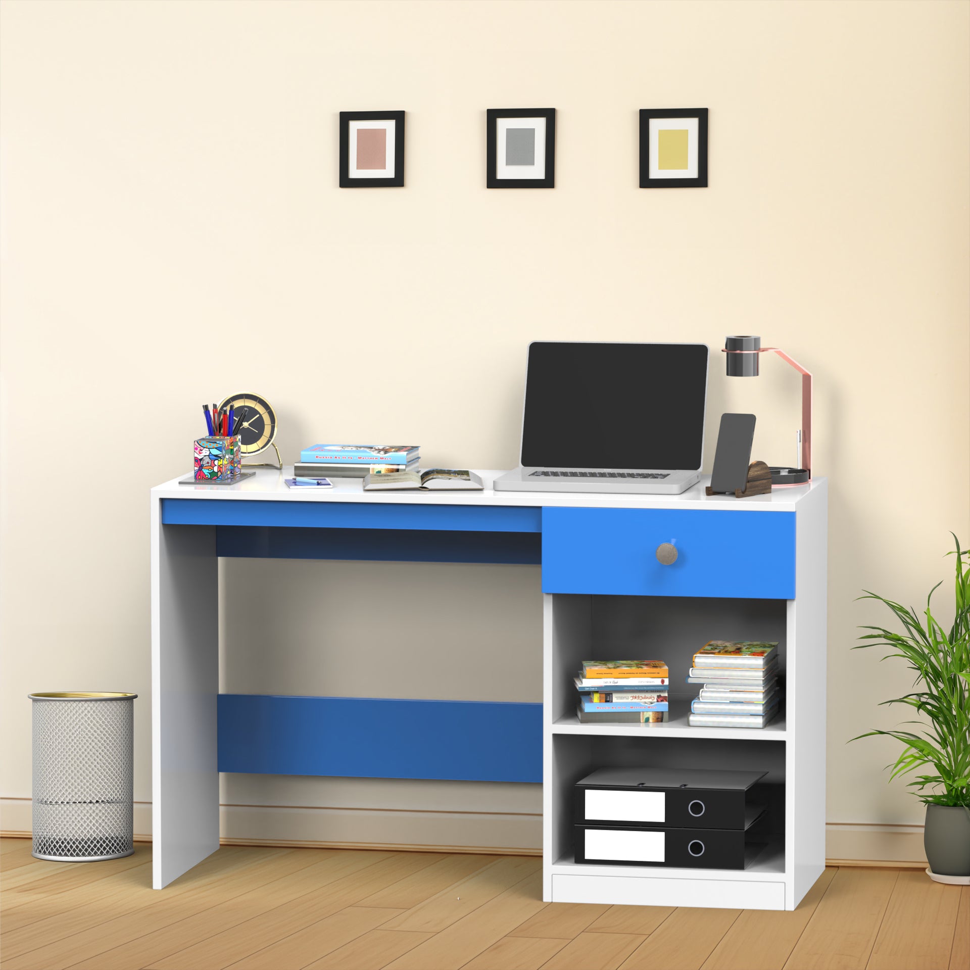 Sulivan Study Table - HongKong Blue and Frosty White - Neehv Home