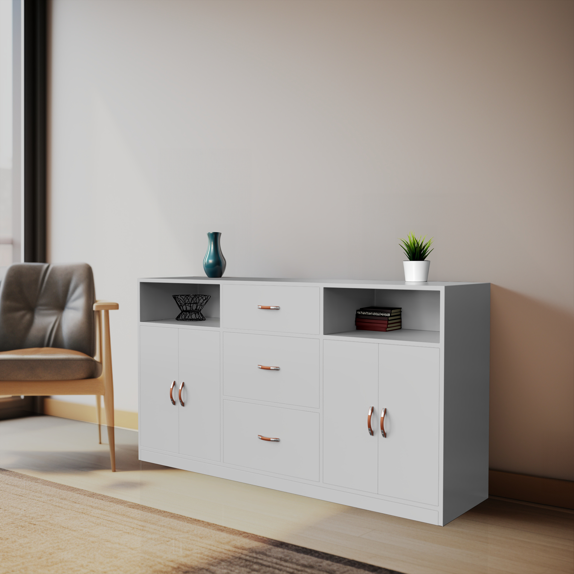 Astoria Sideboard Cabinet with Drawers - Frosty white - Neehv Home