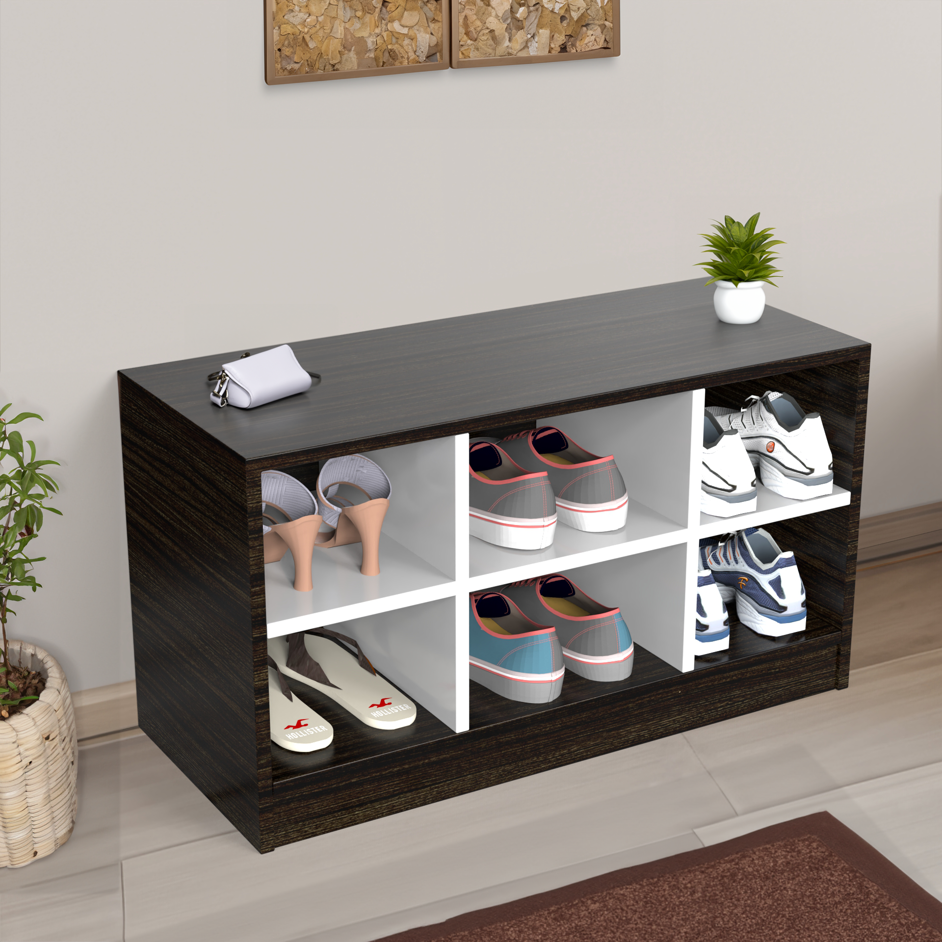 Index Shoe Rack - Thai teak and Frosty white - Neehv Home