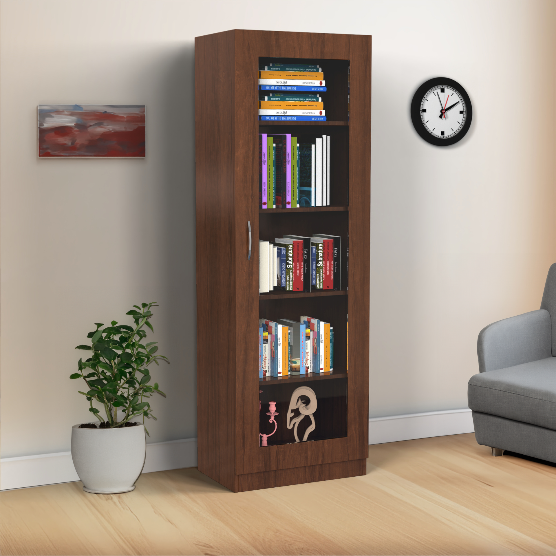 Rose Bookshelf with Door - Brazilian walnut - Neehv Home