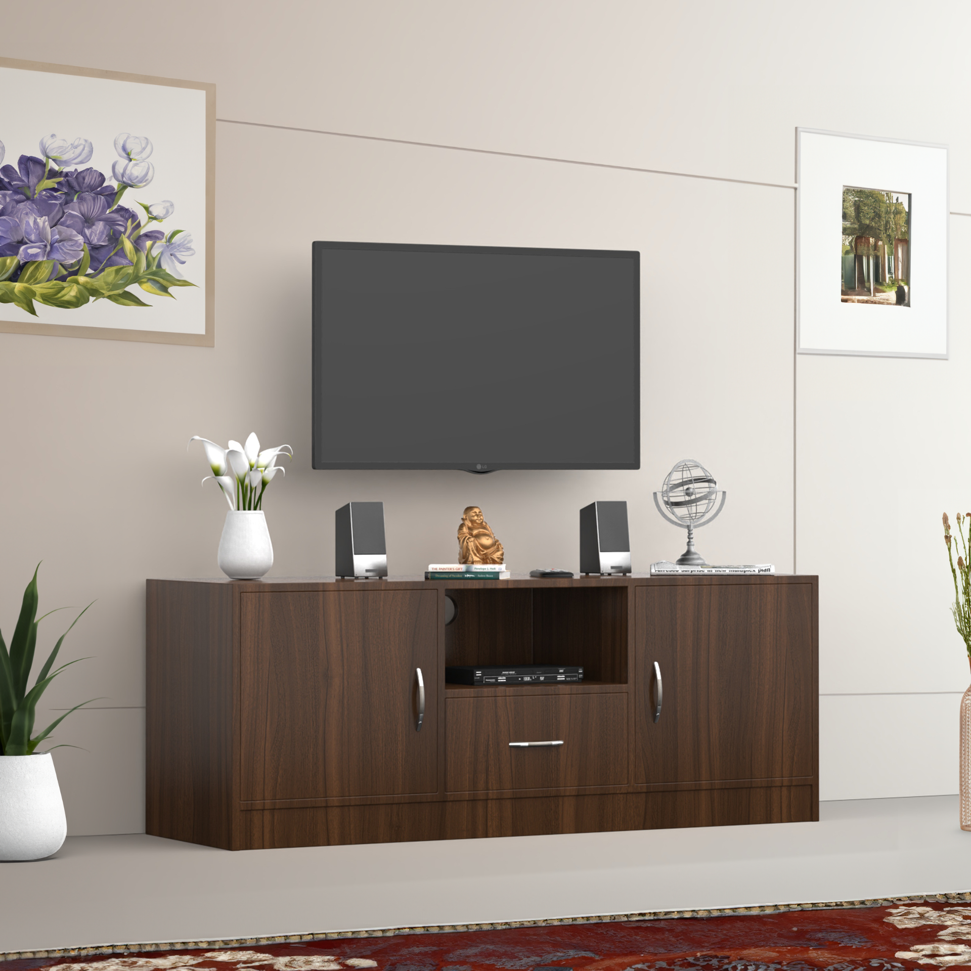 Serenity Wooden TV Unit - Classic Walnut - Neehv Home