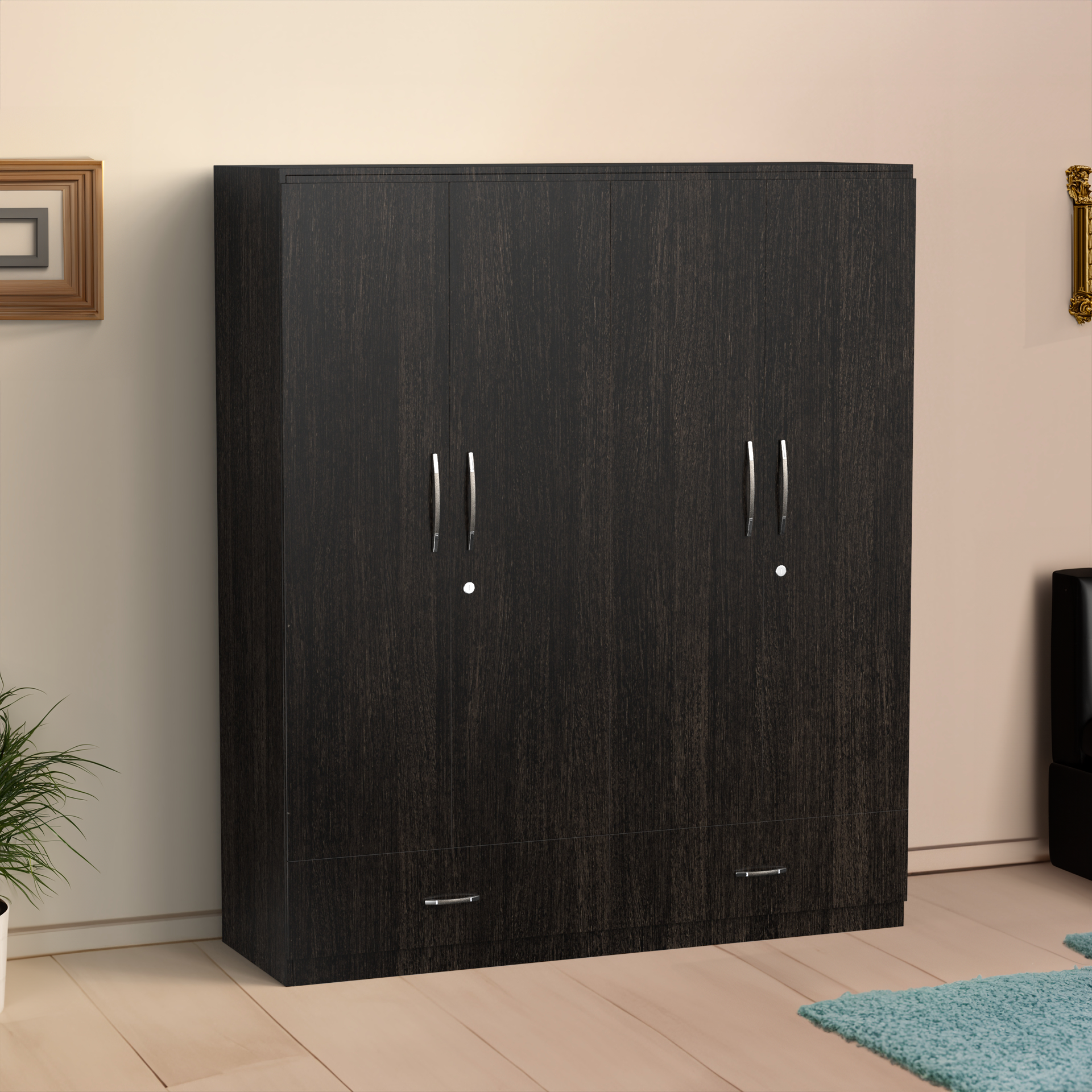 Astra 4 Door Wardrobe With Drawers - Wenge - Neehv Home