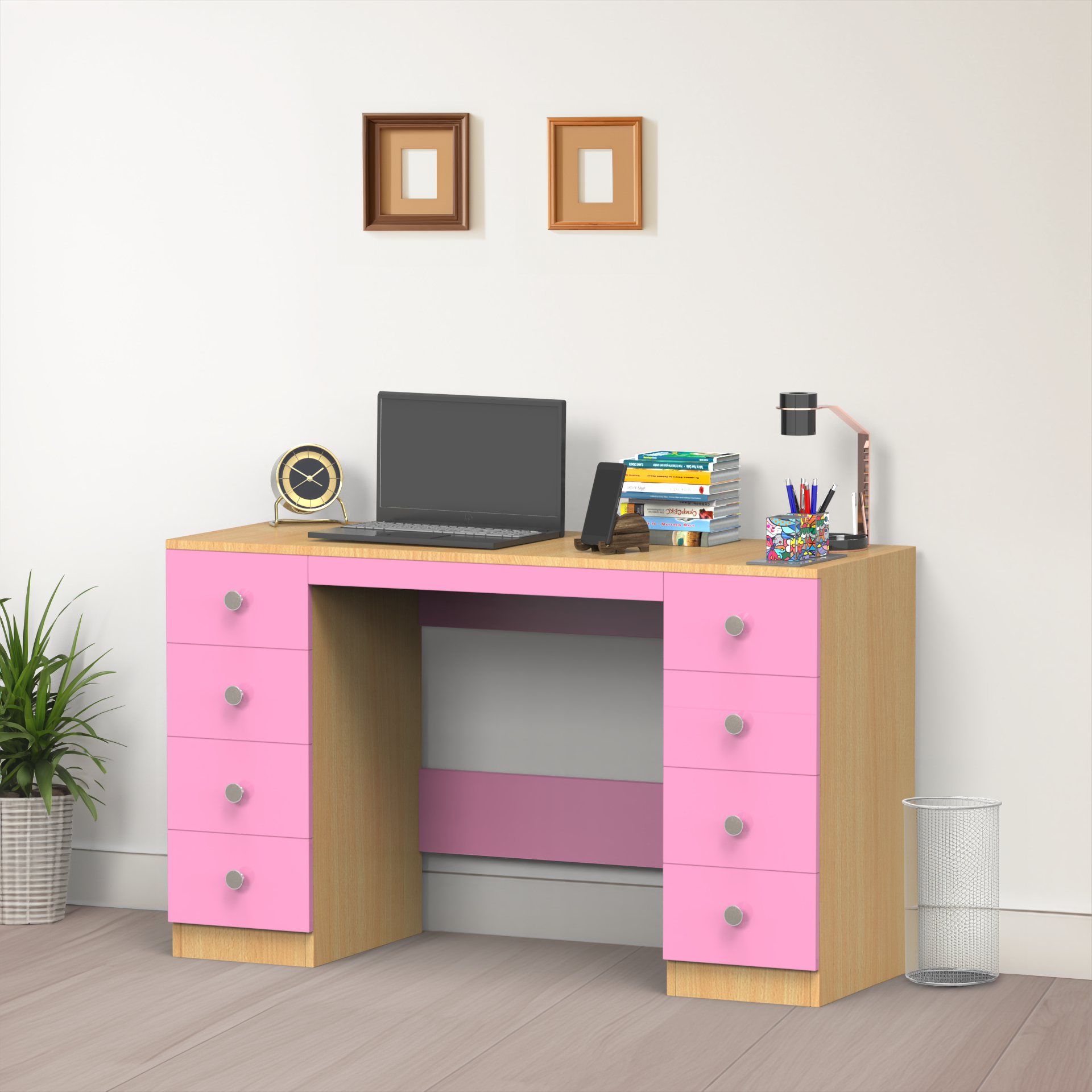Anderson Study Table - Bavarian Beech and Hutch Pink | Neehv Home Furniture