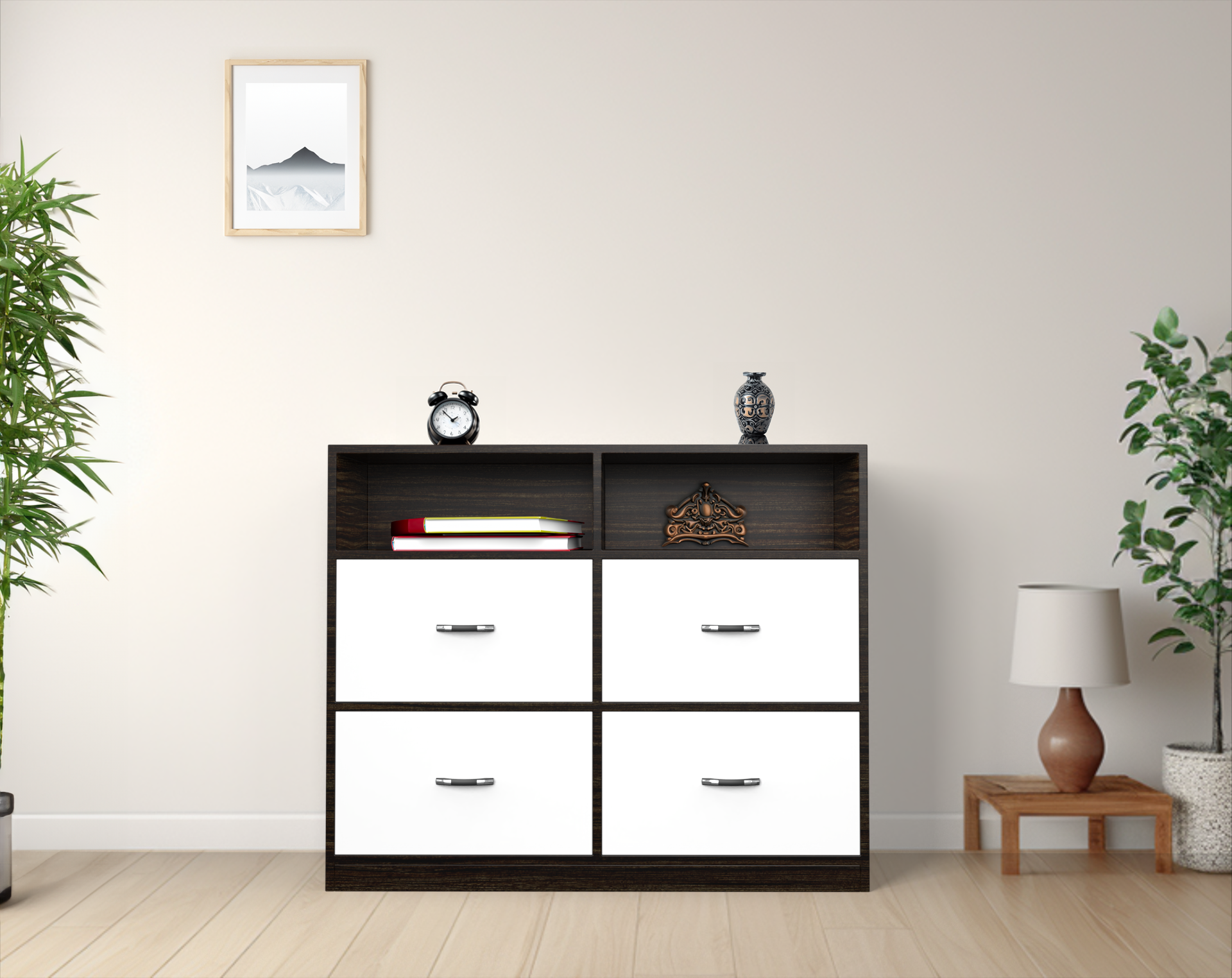 Quinn Multipurpose Storage Cabinet - Thai teak and Frosty white - Neehv Home