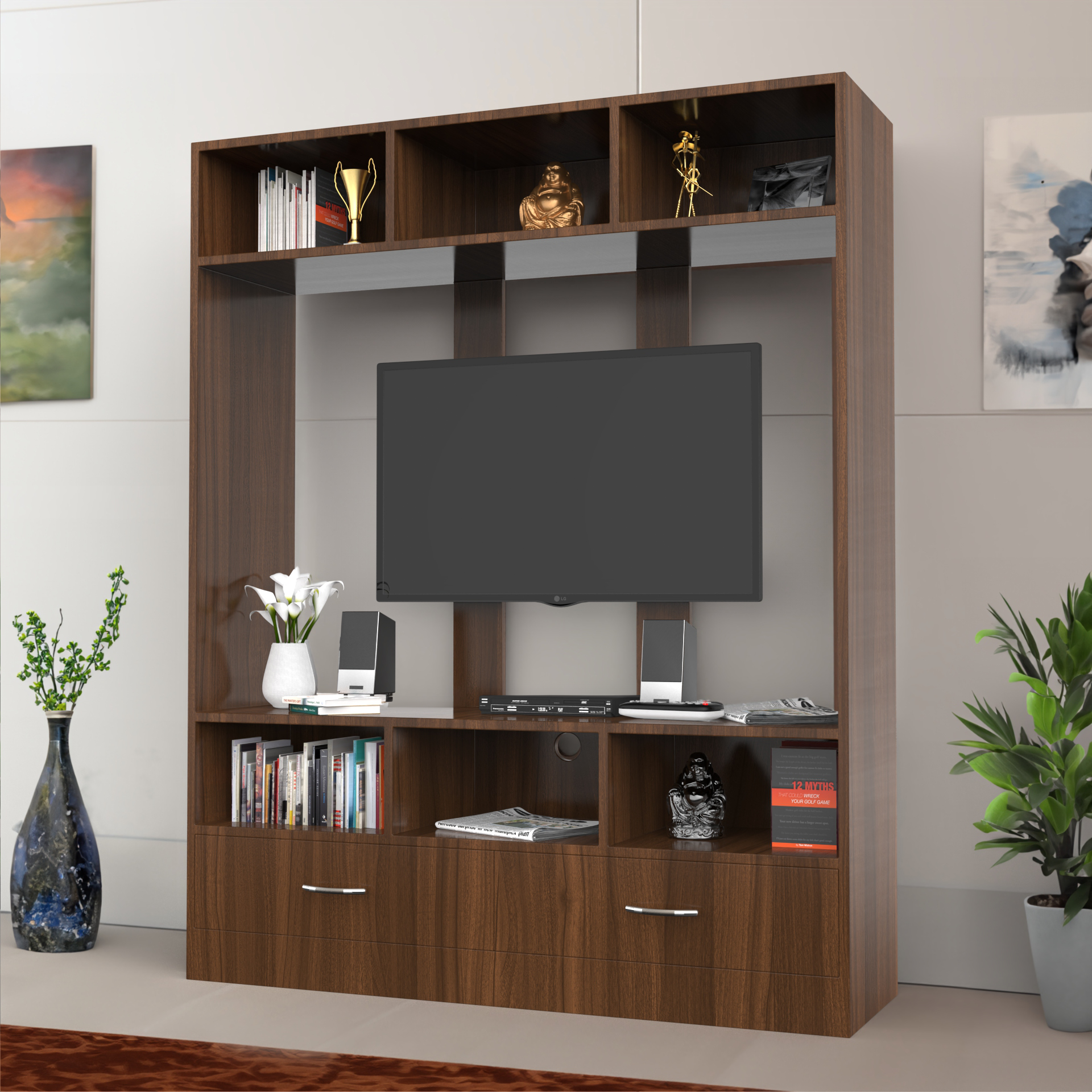 Polaris Wooden TV Unit - Classic Walnut - Neehv Home