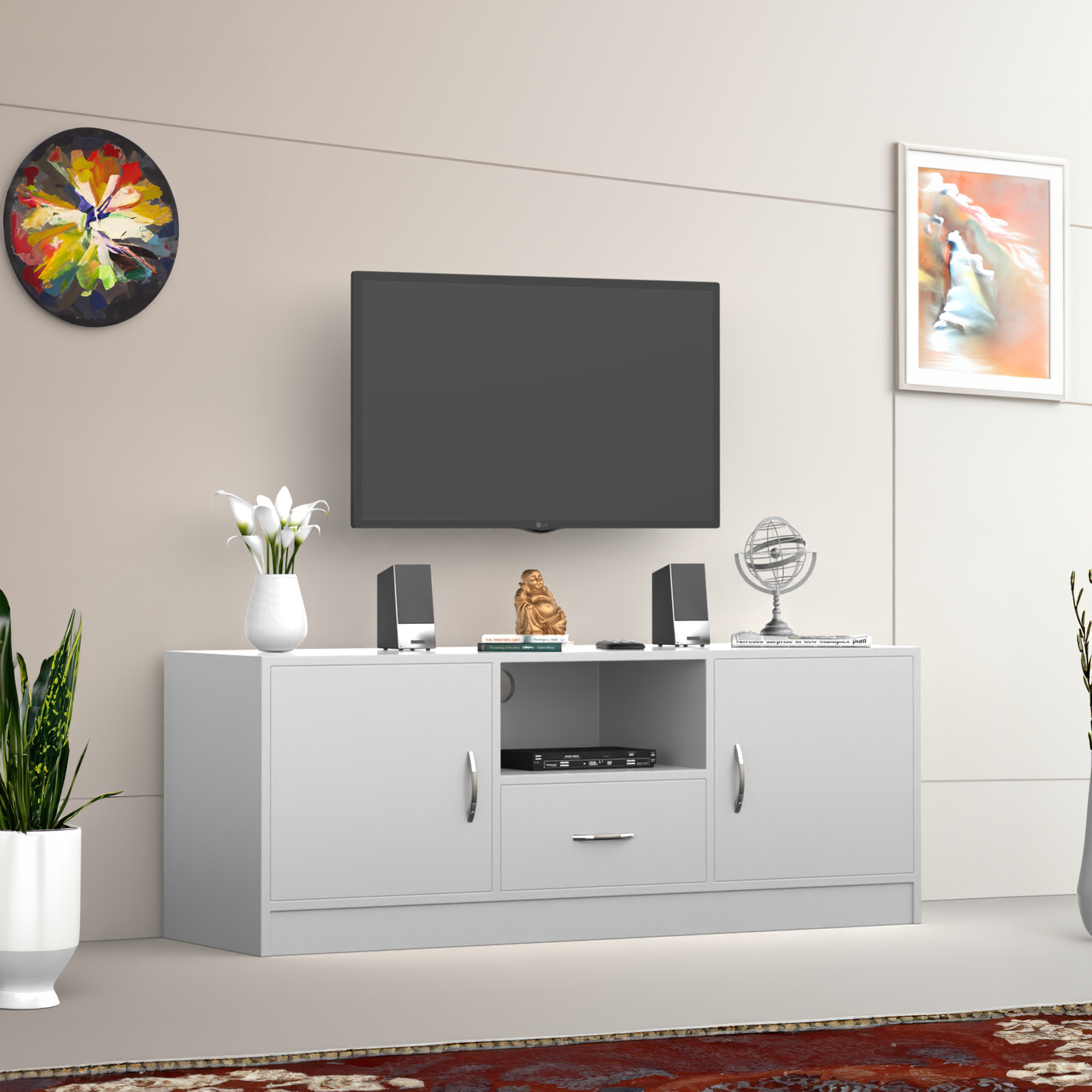 Serenity Wooden TV Unit - Frosty White - Neehv Home