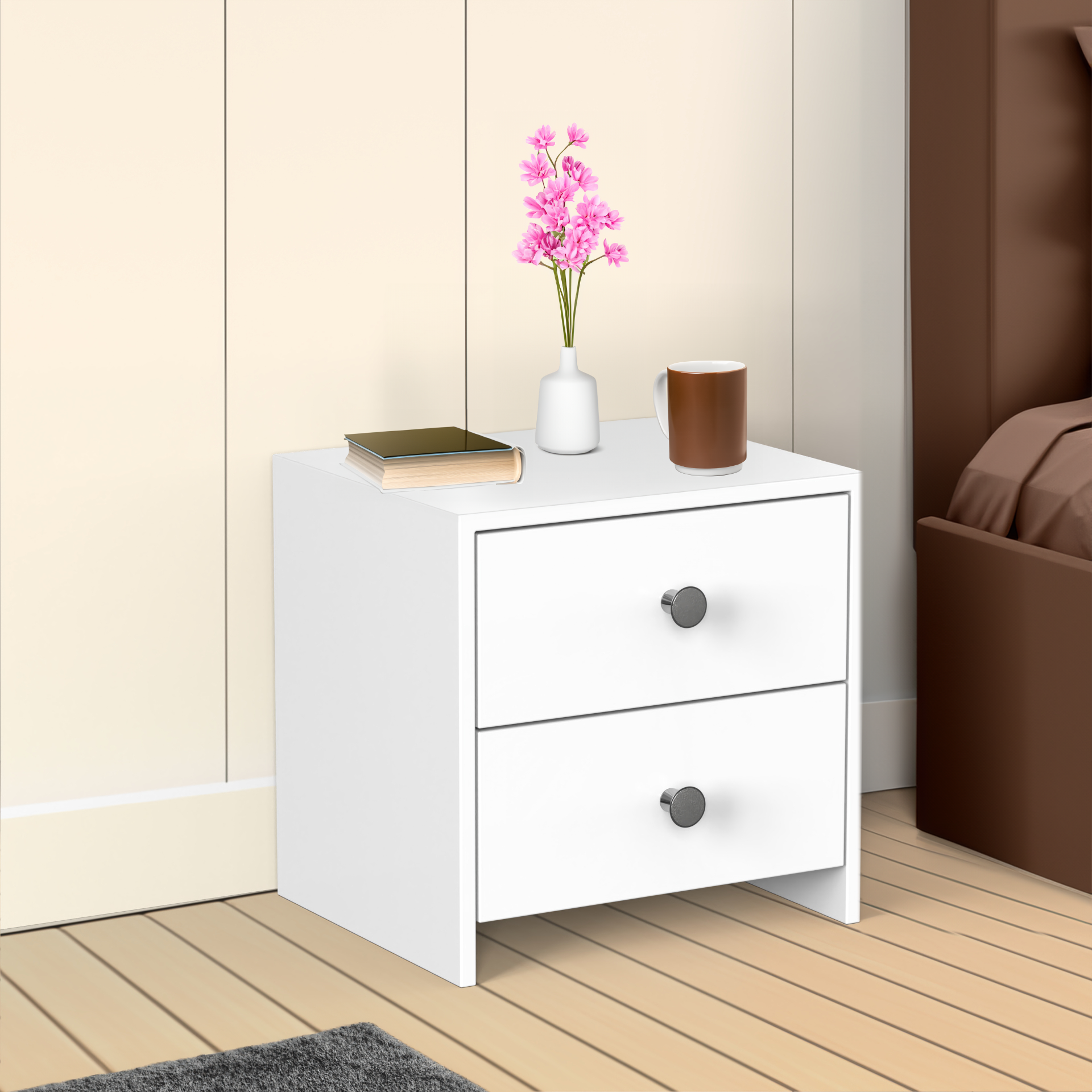 Jackson Bedside Table - Frosty White - Neehv Home