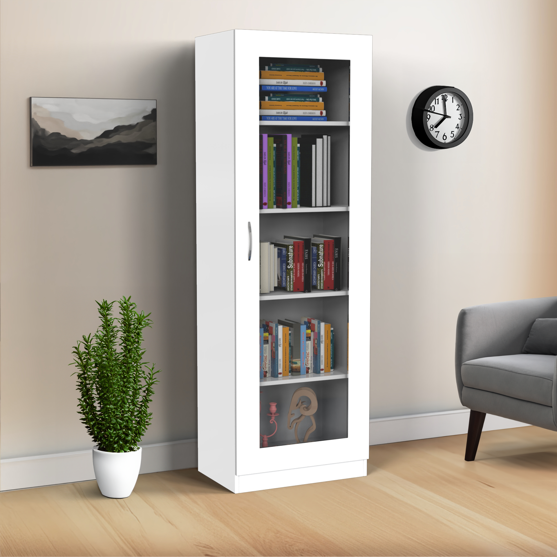 Rose Bookshelf with Door - Frosty white - Neehv Home