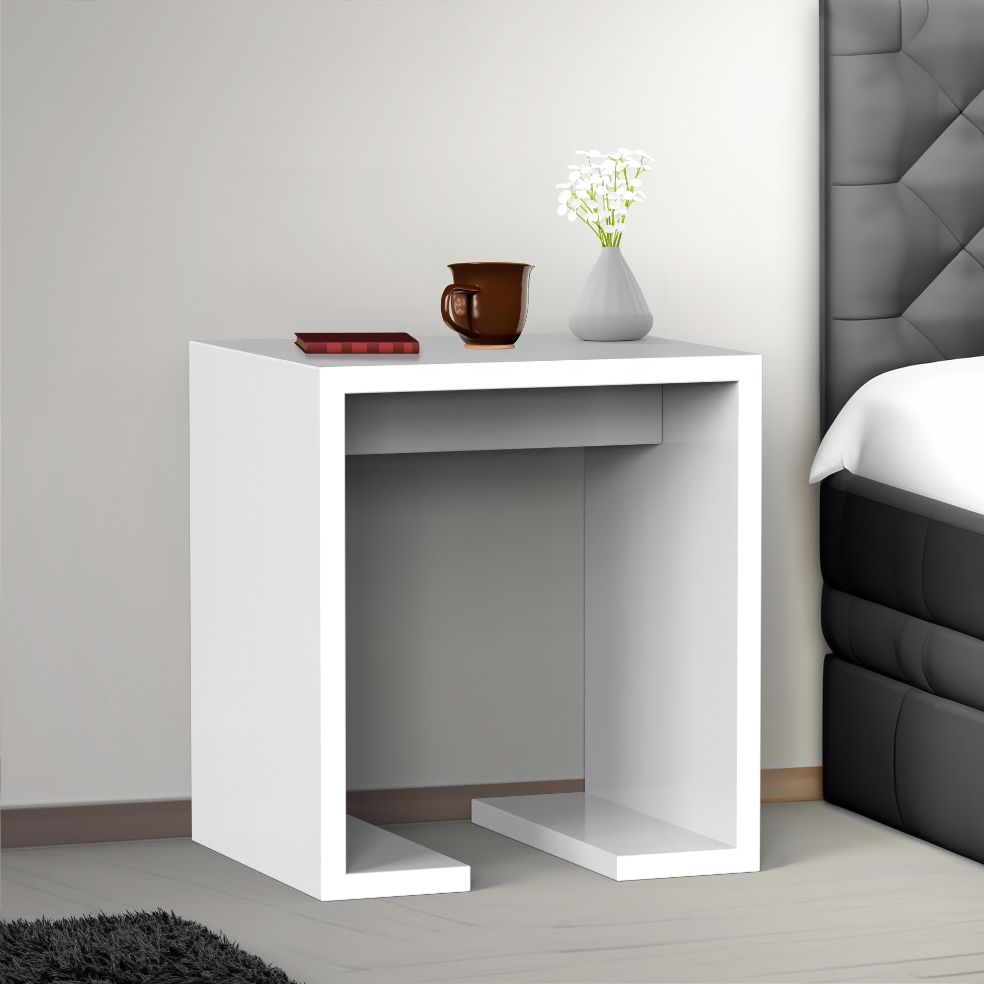 Isabella Side Table - Frosty White - Neehv Home