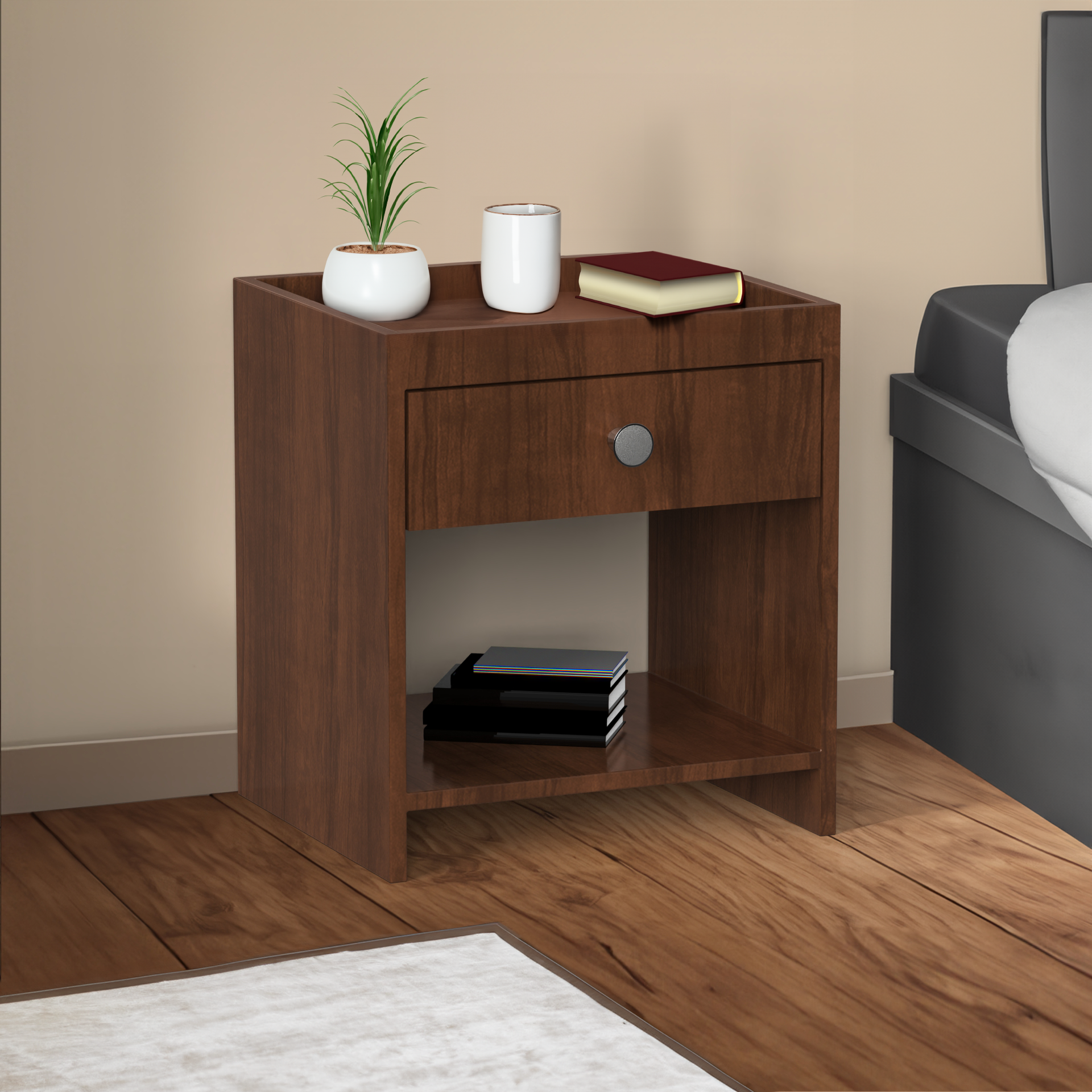 Aiden Side Table with Drawer  - Brazilian Walnut - Neehv Home