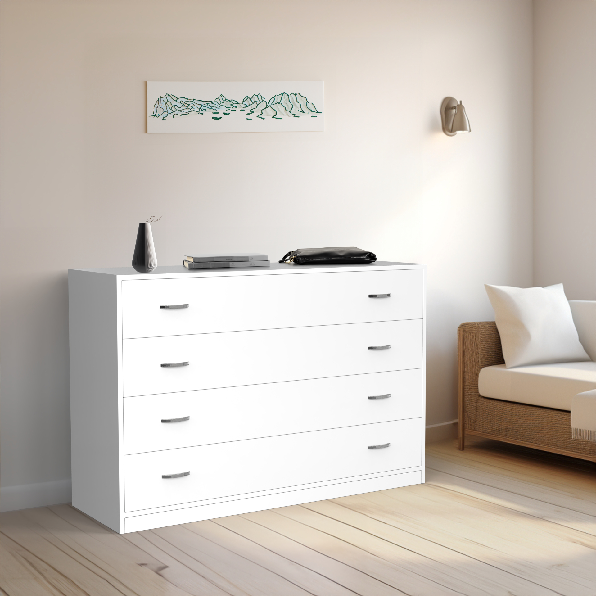 Bliss Chest with 4 Drawers (4') - Frosty White - Neehv Home