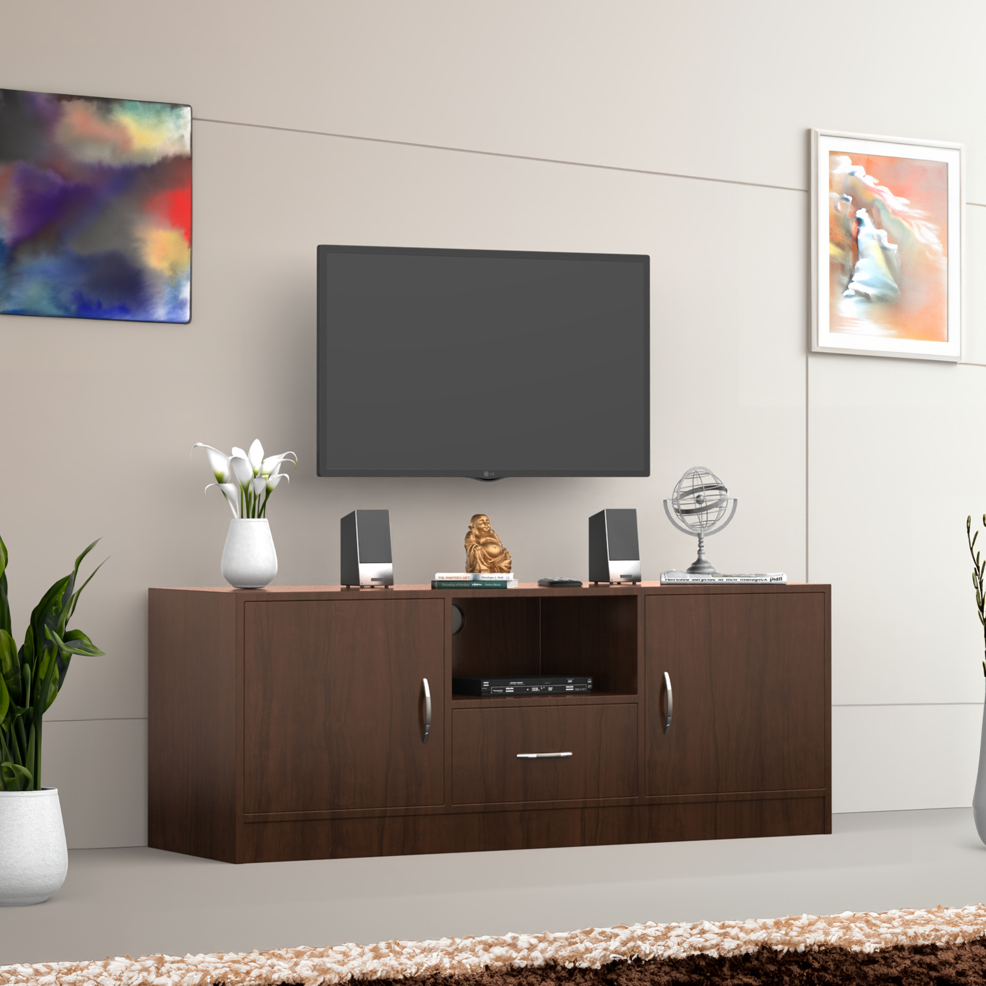 Serenity Wooden TV Unit - Brazilian Walnut - Neehv Home