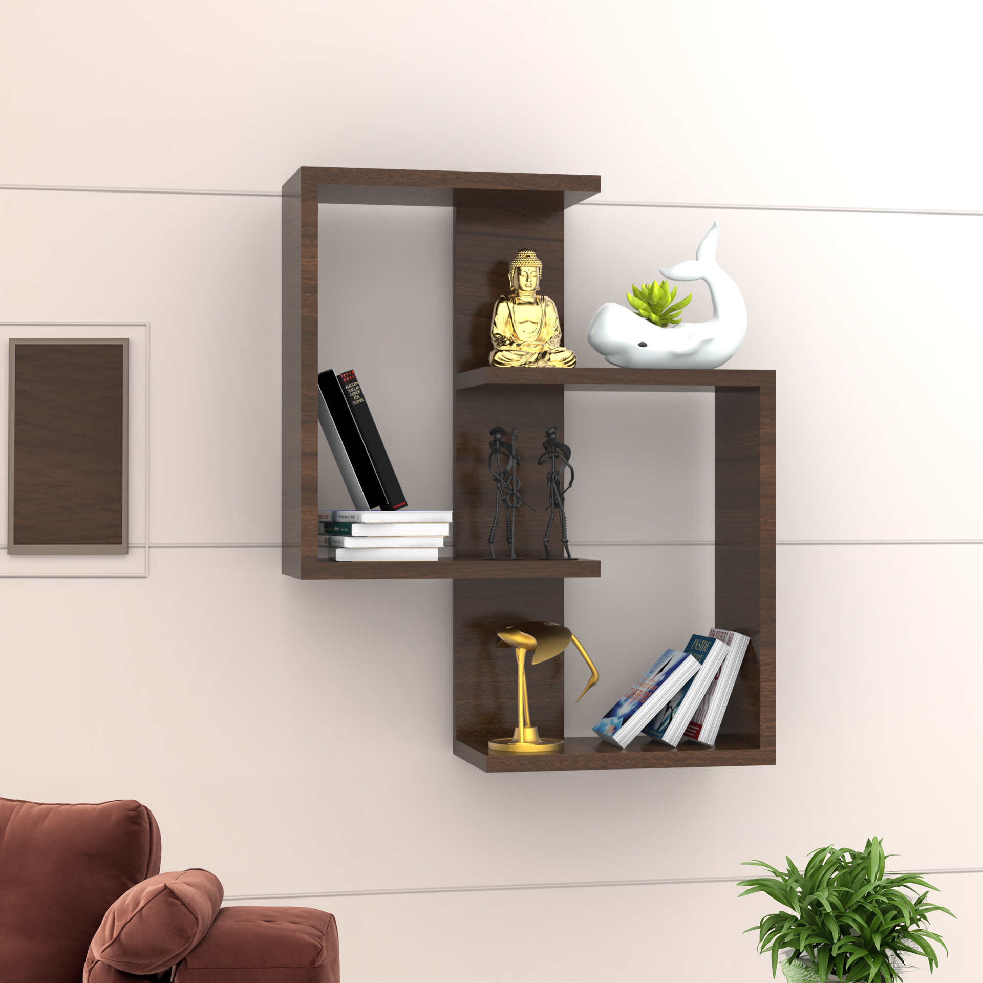 Alex Floating Wall Shelf - Classic Walnut - Neehv Home