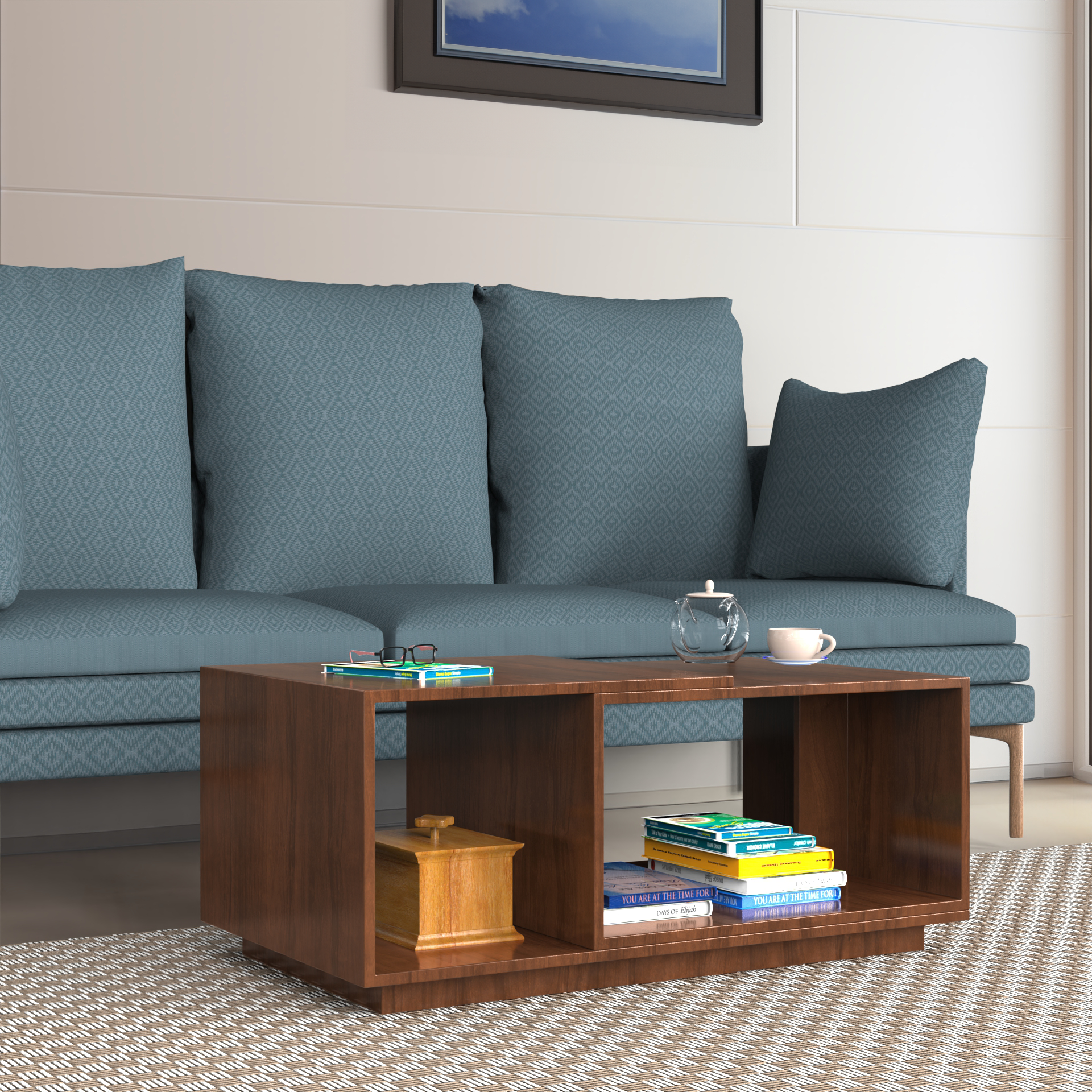 Euphoria Center Table with Open Storage - Brazilian Walnut - Neehv Home