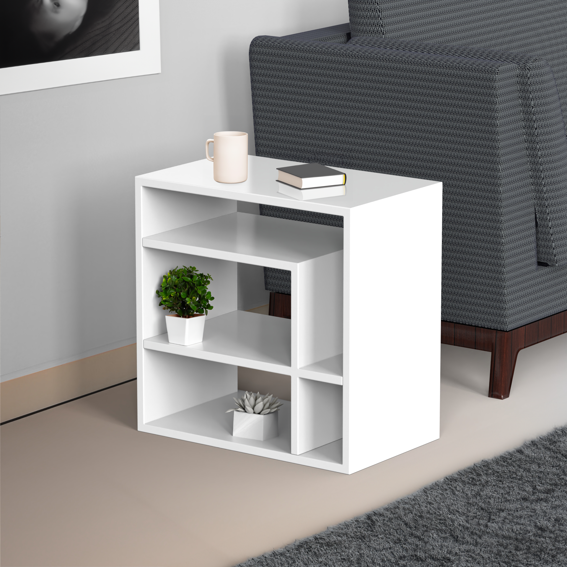 Grayson Side Table - Frosty White - Neehv Home