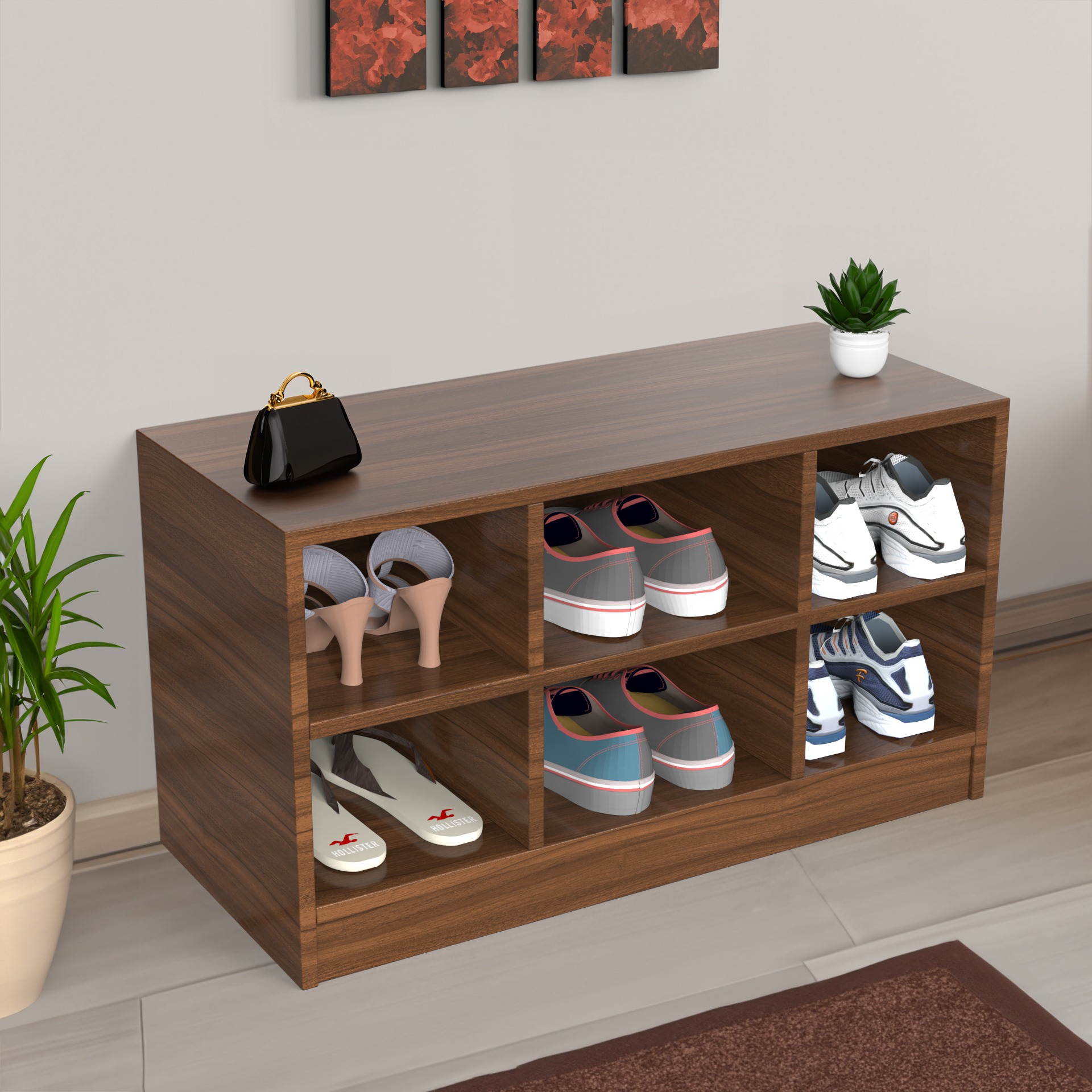 Index Shoe Rack - Classic Walnut - Neehv Home