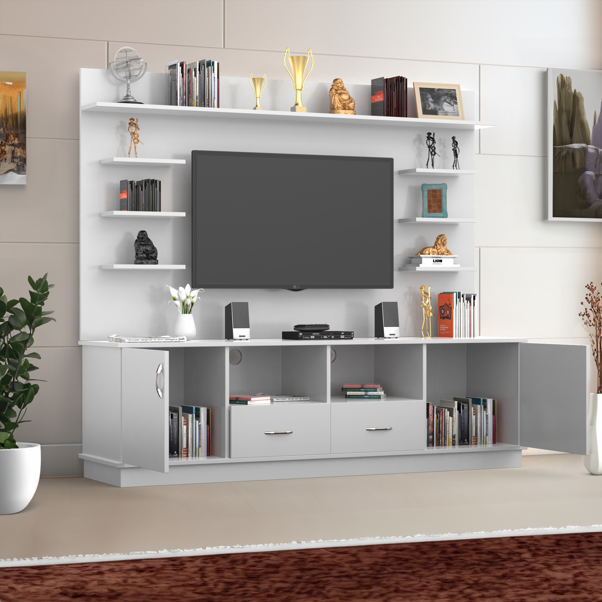 Brilliance TV Unit - Frosty White - Neehv Home