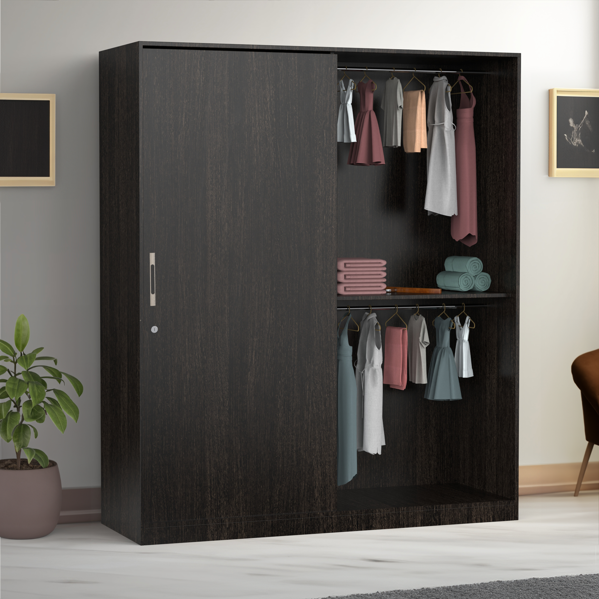 Santorini Sliding Door Wardrobe - Wenge - Neehv Home