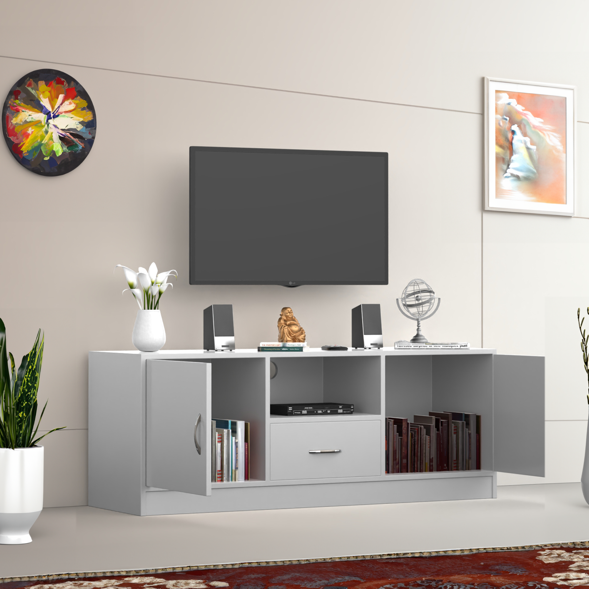 Serenity Wooden TV Unit - Frosty White - Neehv Home