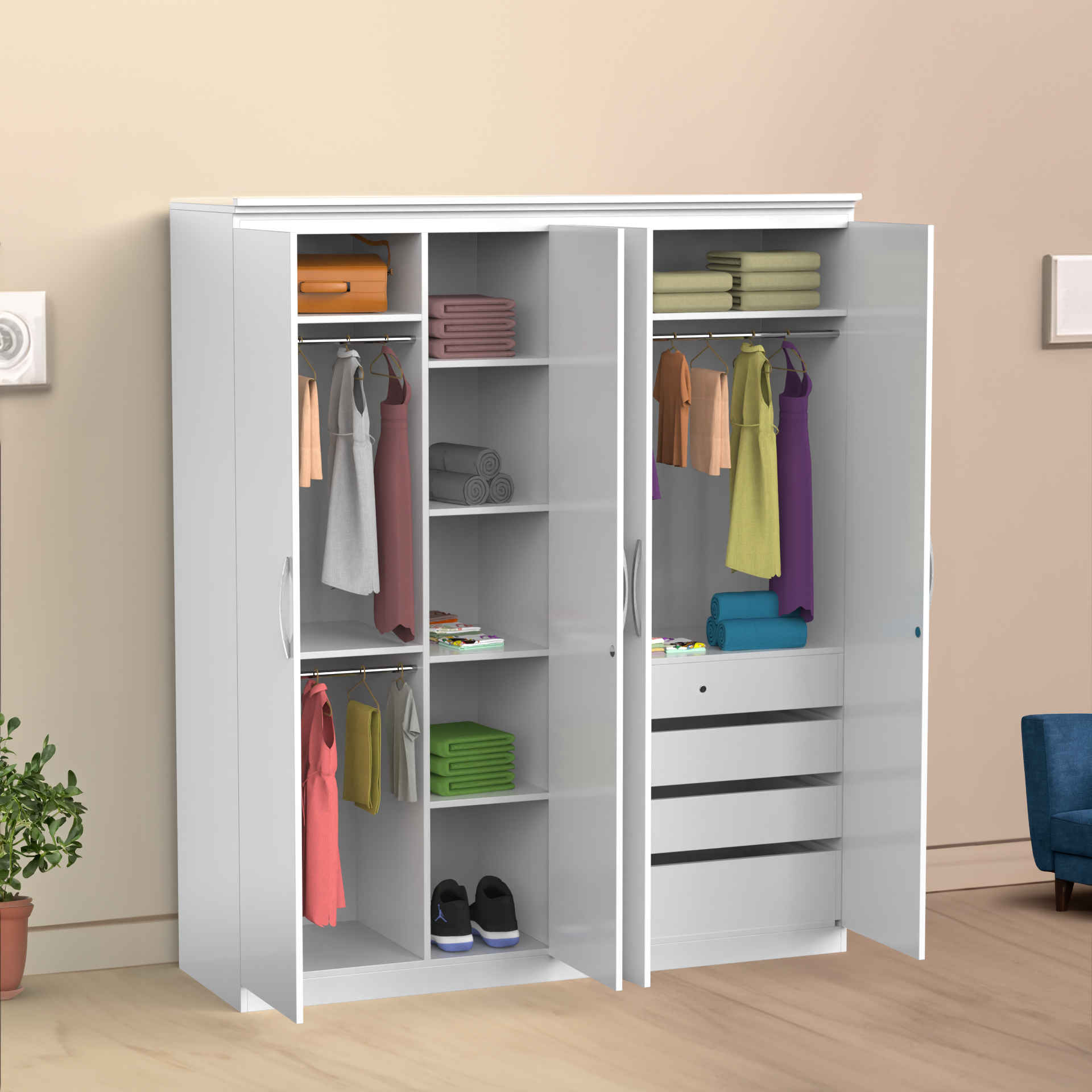 Oasis 4 Door Wardrobe - Frosty white - Neehv Home