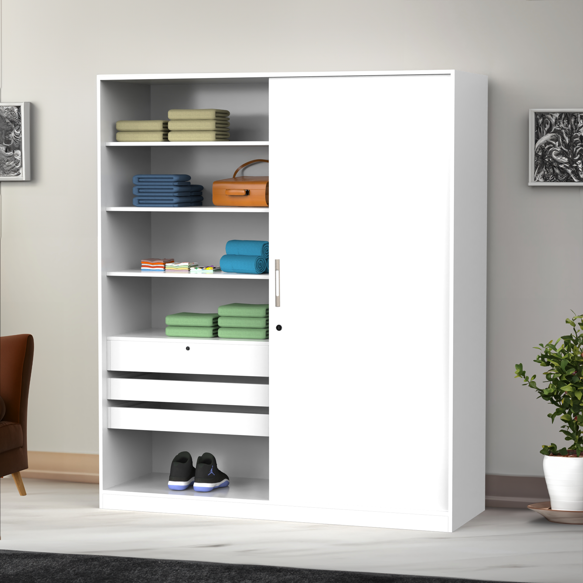 Santorini Sliding Door Wardrobe - Frosty white - Neehv Home