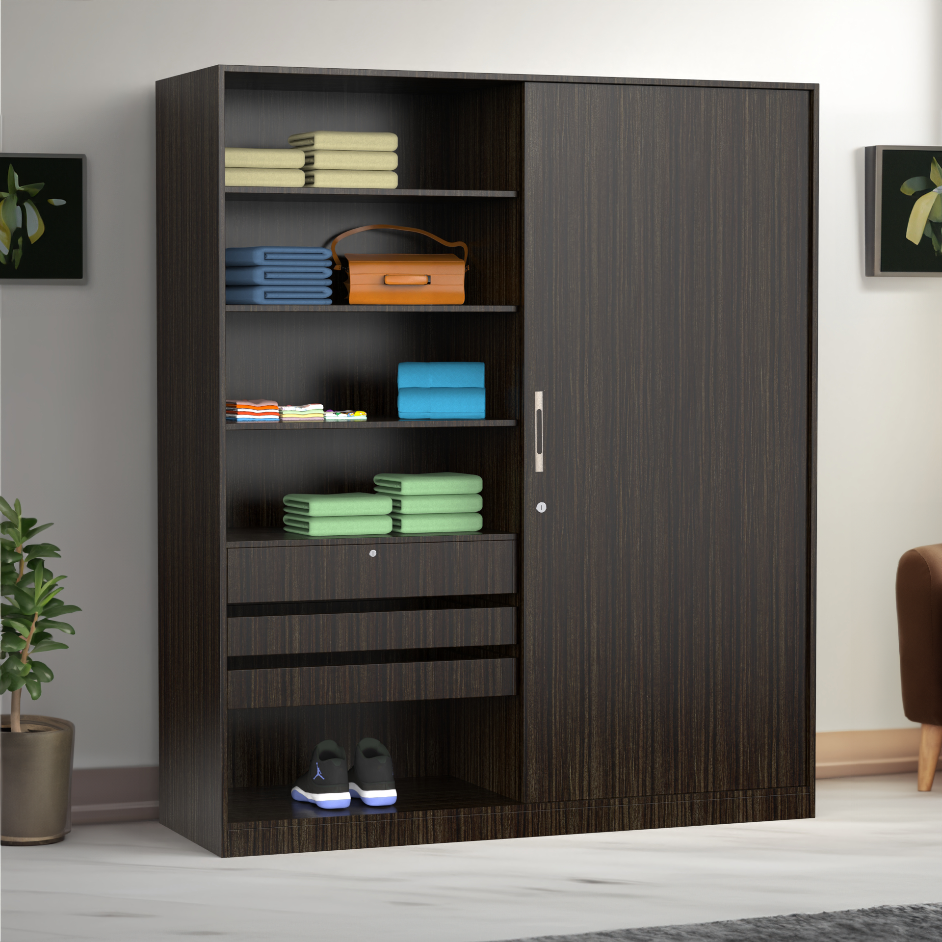 Santorini Sliding Door Wardrobe - Thai teak - Neehv Home