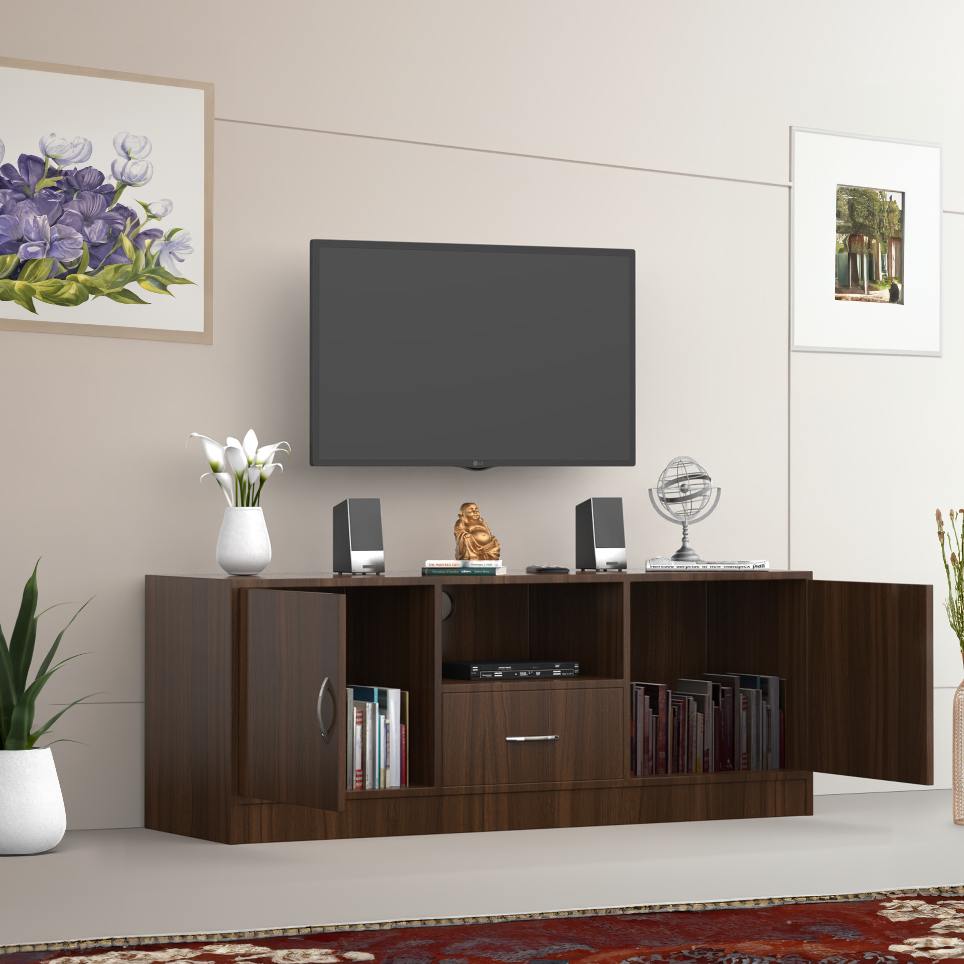 Serenity Wooden TV Unit - Classic Walnut - Neehv Home