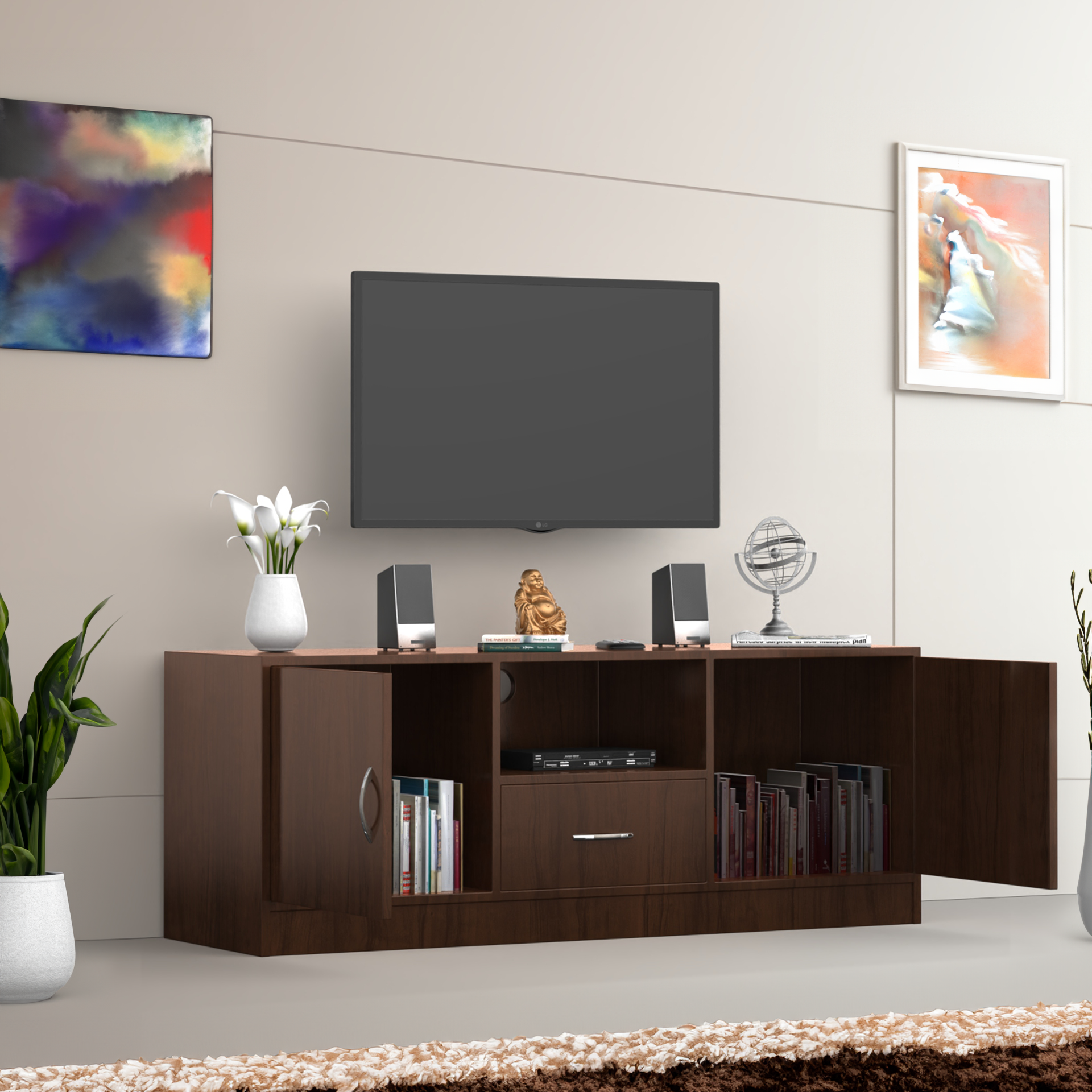 Serenity Wooden TV Unit - Brazilian Walnut - Neehv Home