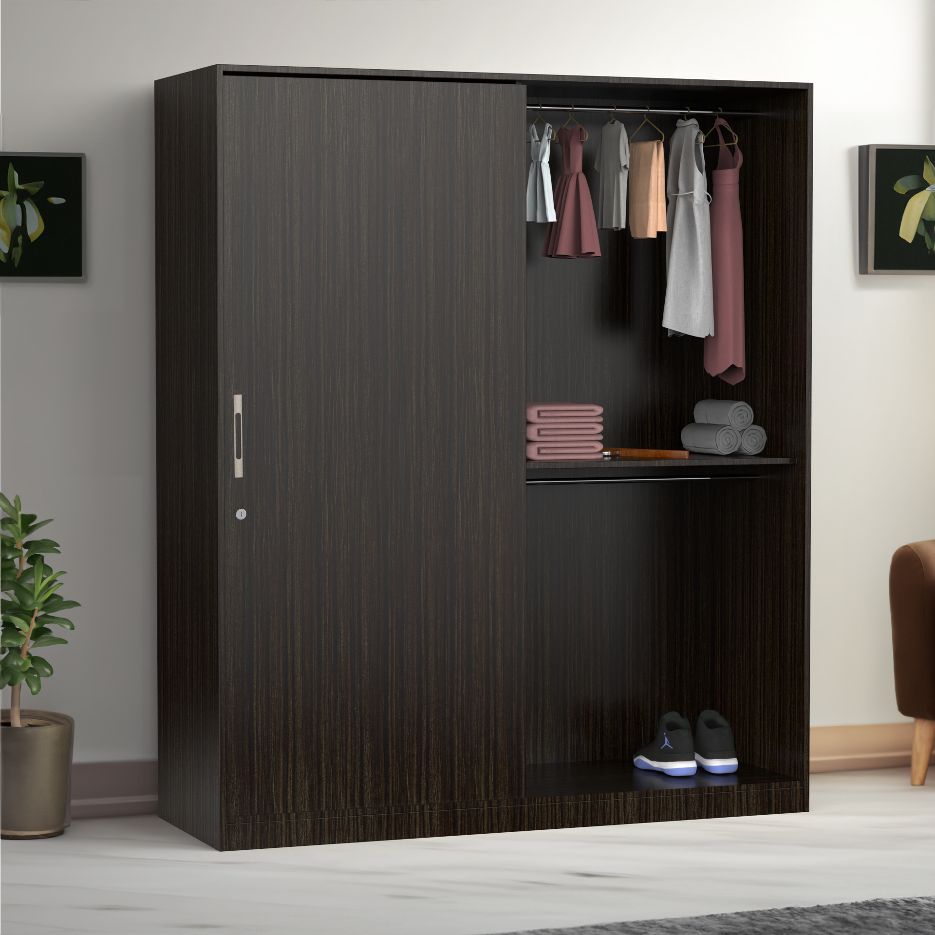 Santorini Sliding Door Wardrobe - Thai teak - Neehv Home