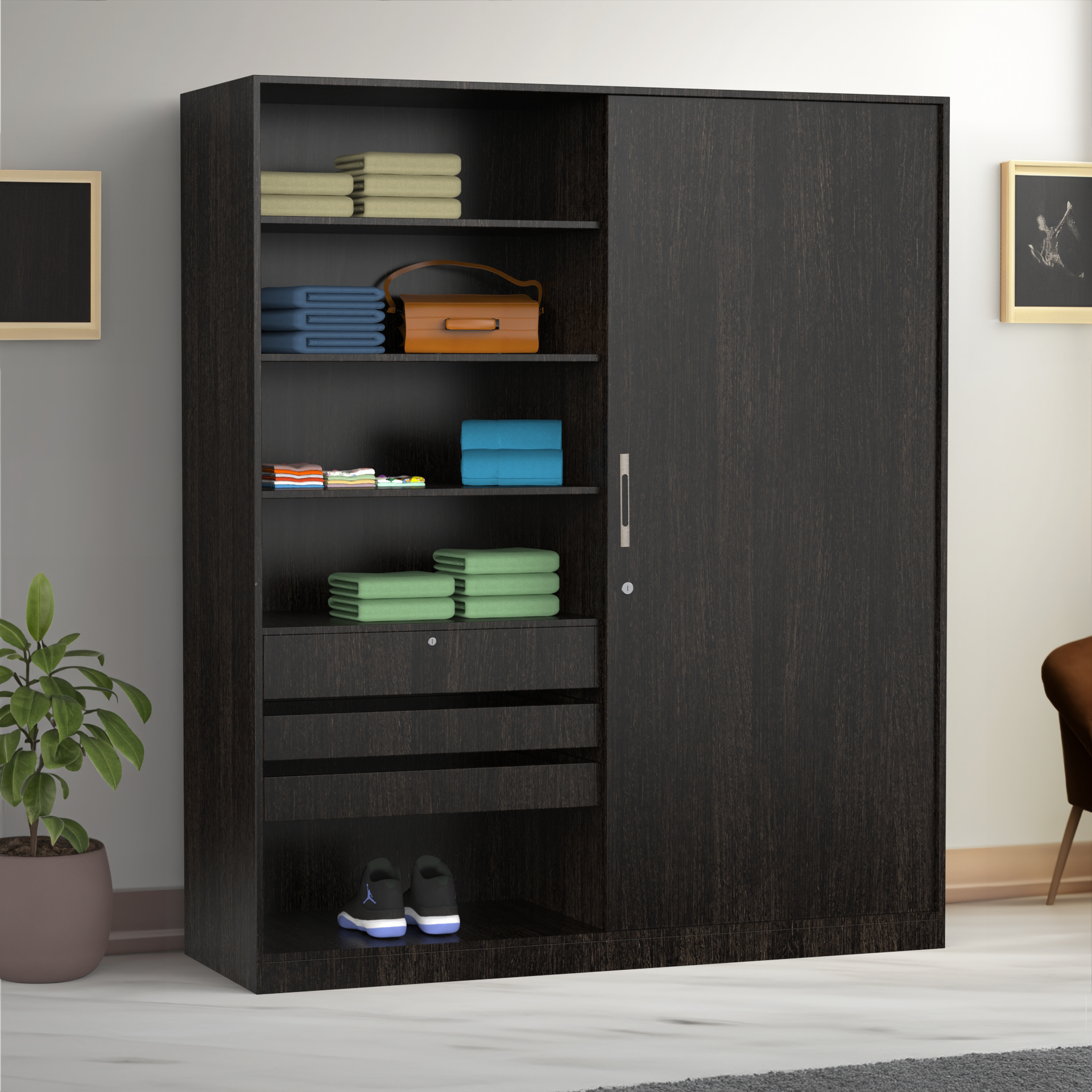 Santorini Sliding Door Wardrobe - Wenge - Neehv Home