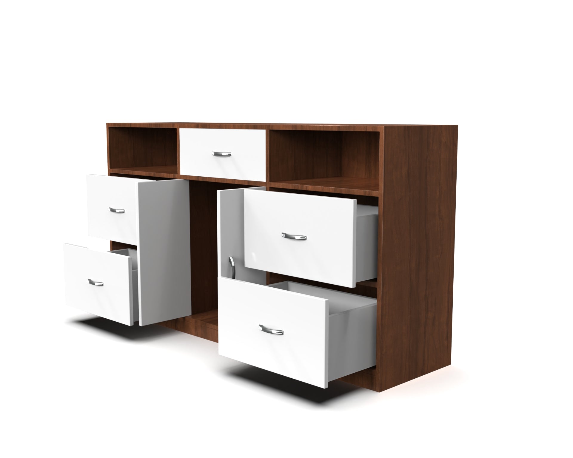 Morgan Sideboard Cabinet with Drawers - Brazilian walnut and Frosty white - Neehv Home