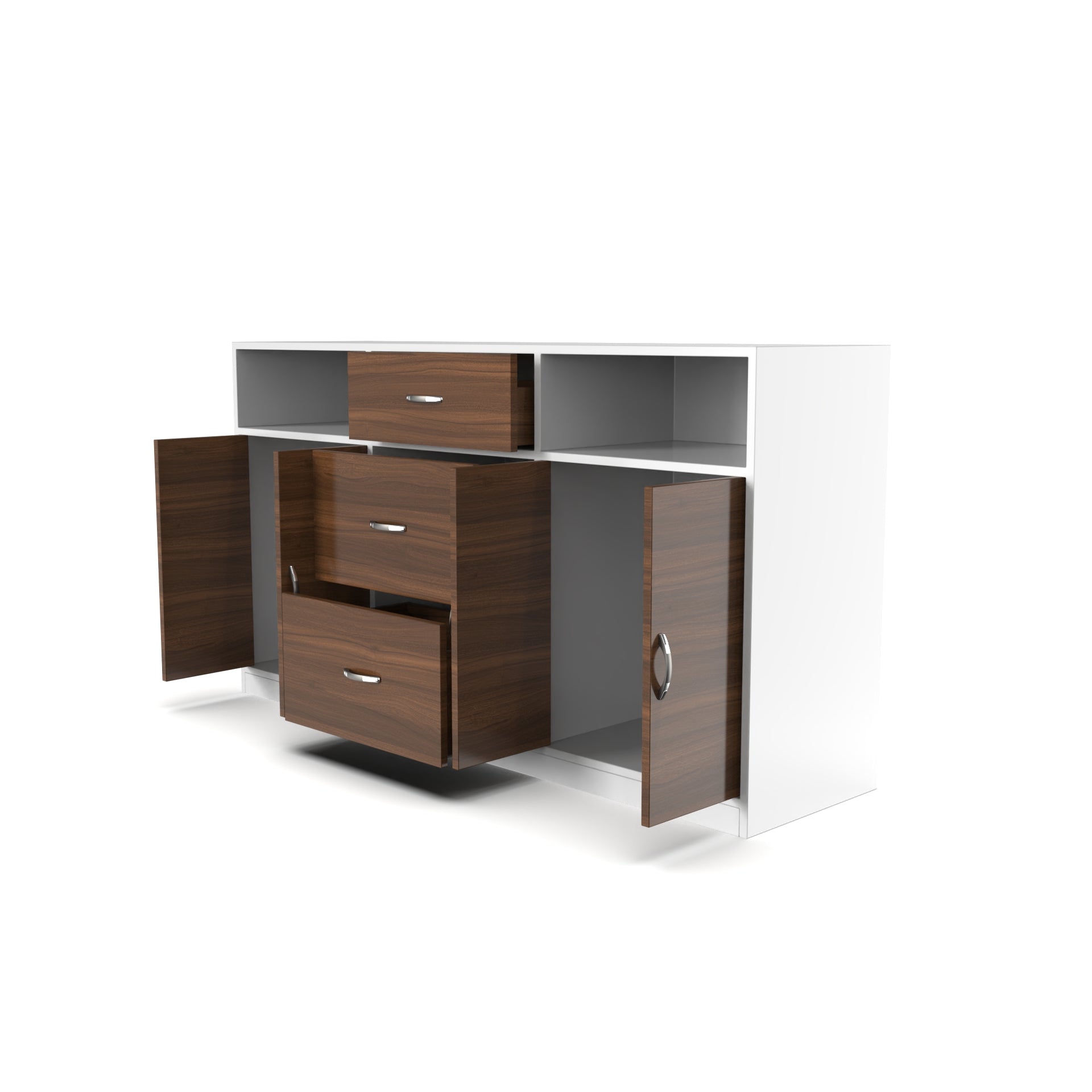 Astoria Sideboard Cabinet with Drawers - Classic Walnut and Frosty white - Neehv Home