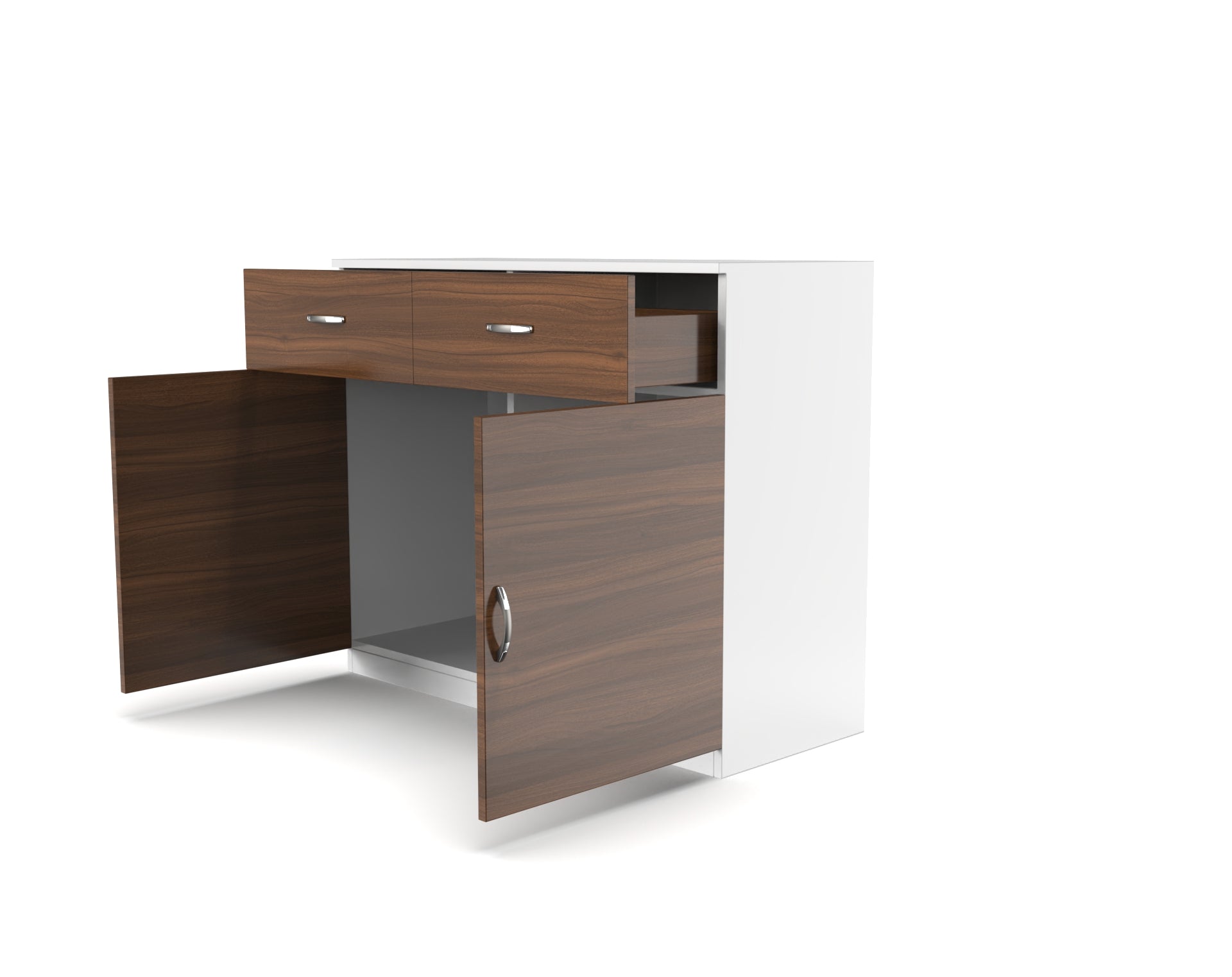 Luna Storage Cabinet - Classic Walnut and Frosty white - Neehv Home