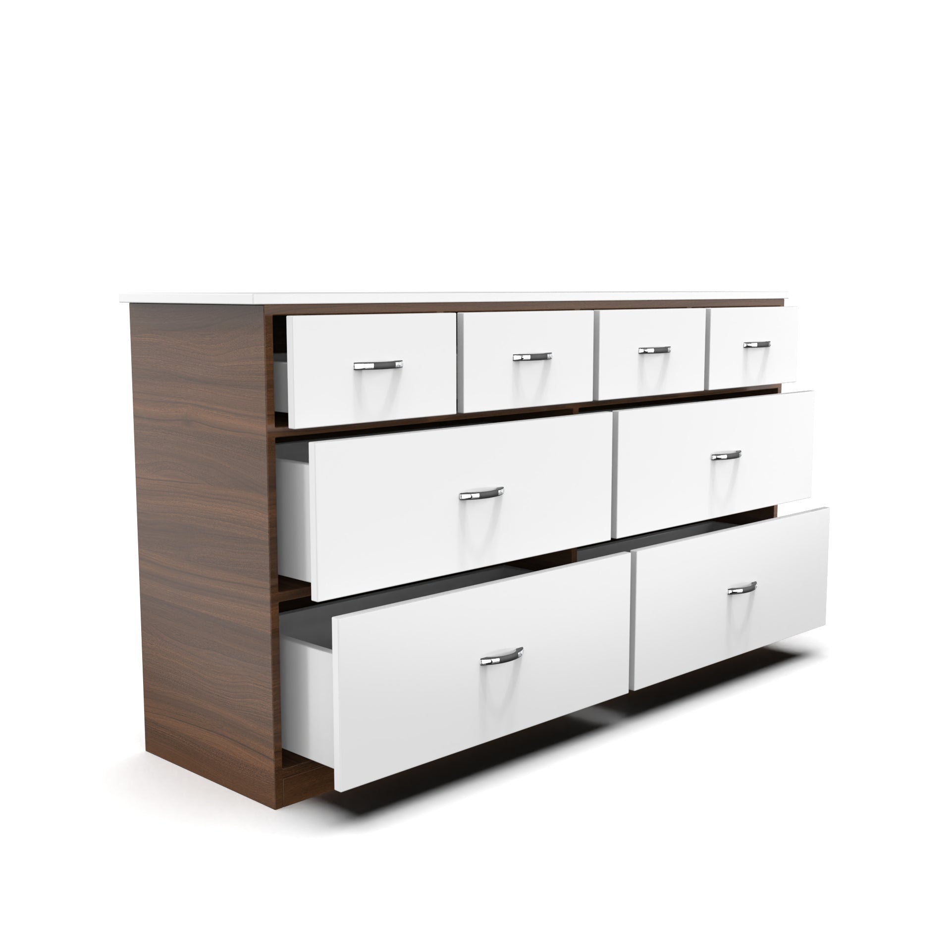 Dynasty Chest with 8 Drawers - Classic Walnut and Frosty white - Neehv Home