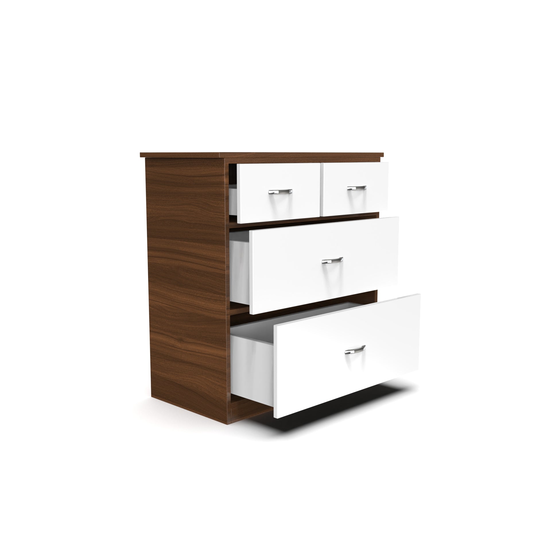 Dynasty Chest with 4 Drawers - Classic Walnut and Frosty white - Neehv Home