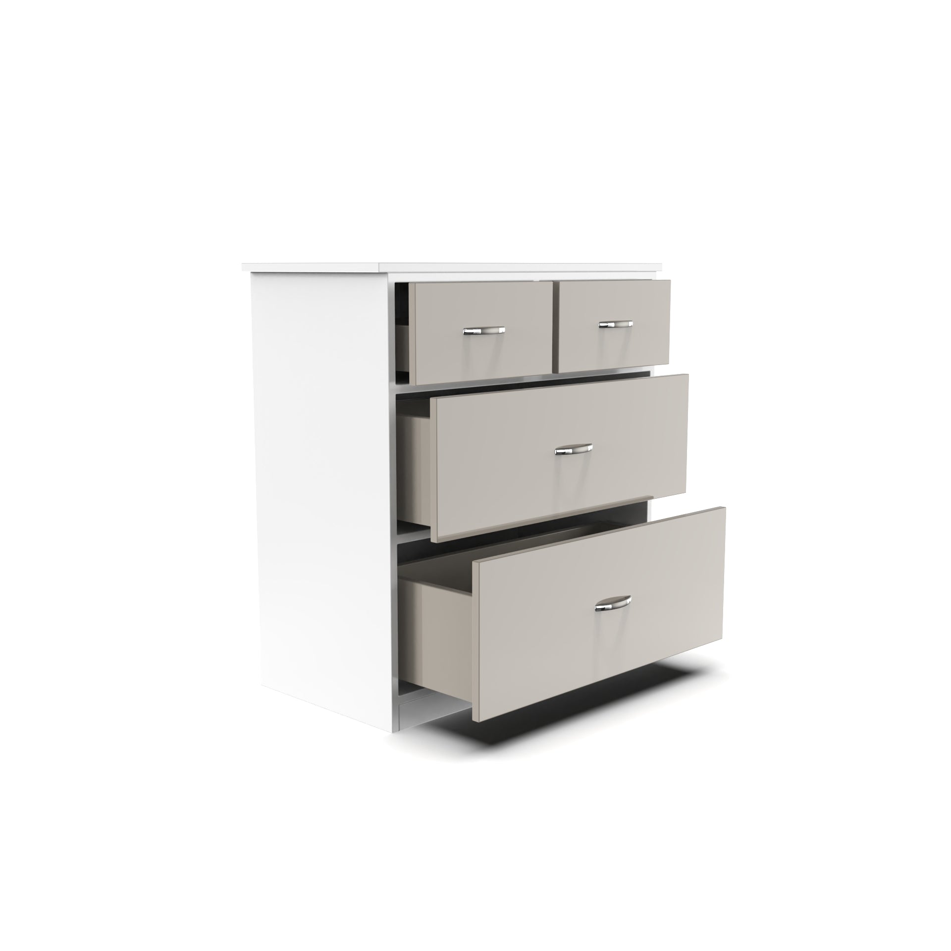 Dynasty Chest with 4 Drawers - (UV Pebble Beech (glossy) and Frosty white) - Neehv Home